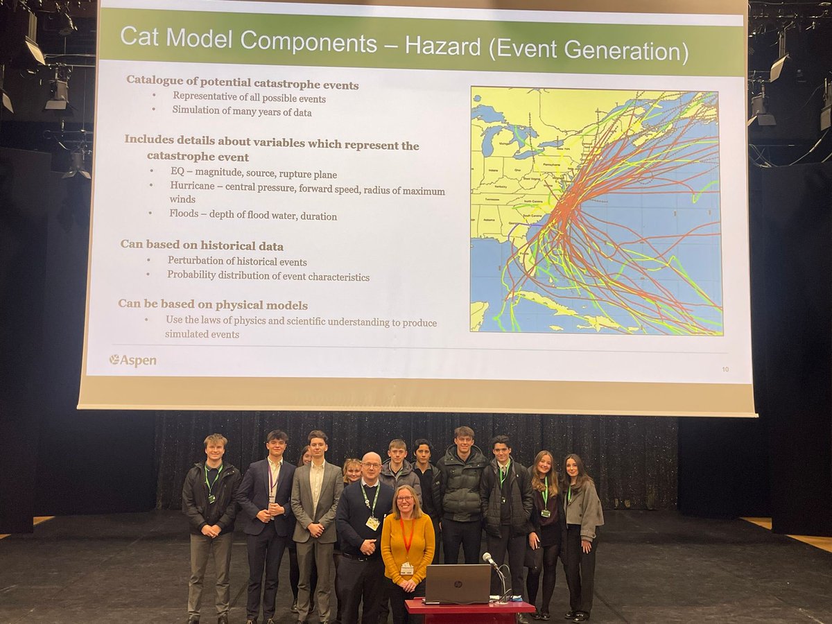 RWS 6th Form Geographers at: Catastrophe Modelling with Clare Crerar. A discussion about how computer-assisted calculations can be used to estimate the losses that could be sustained due to catastrophic event.