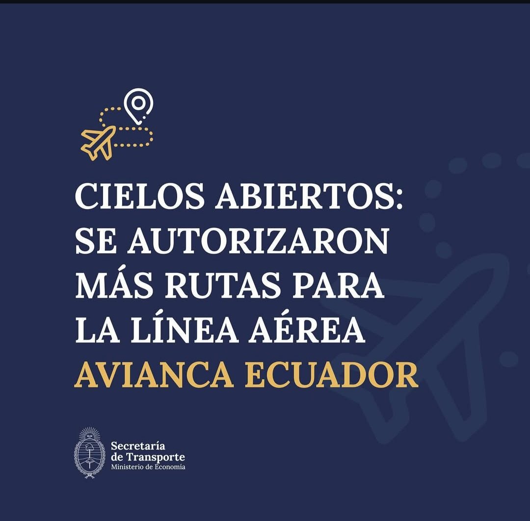 FrancoMogetta's tweet photo. Cielos cada vez más abiertos.
Nuevas rutas desbloqueadas en la región.
Son cinco nuevas rutas que salen de Ecuador, hacen escala en Colombia y llegan a cuatro destinos: Buenos Aires, Mendoza, Córdoba y Rosario. Así, también crece la conexión de las provincias con la región, sin pasar por Bs. As.