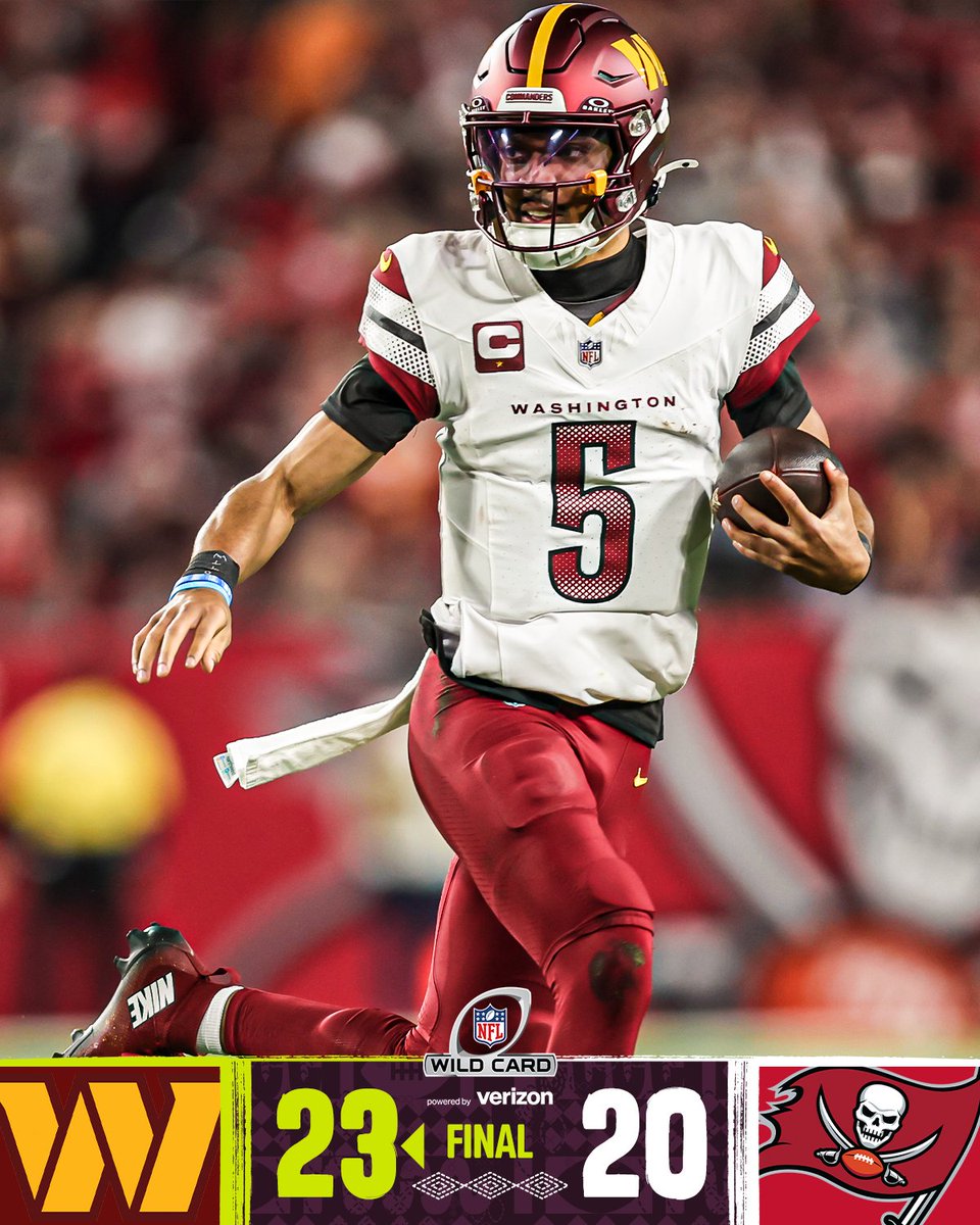 tiempoadeportes's tweet image. Futbol americano🏈
#NFL 
#NFLPlayoff 
#WASvsTB 

Con gol de campo de ganador de 37 yardas de Zane Gonzalez los @Commanders vencieron a los @Buccaneers 23-20 y estarán enfrentando a los Leones de Detroit en la ronda divisional