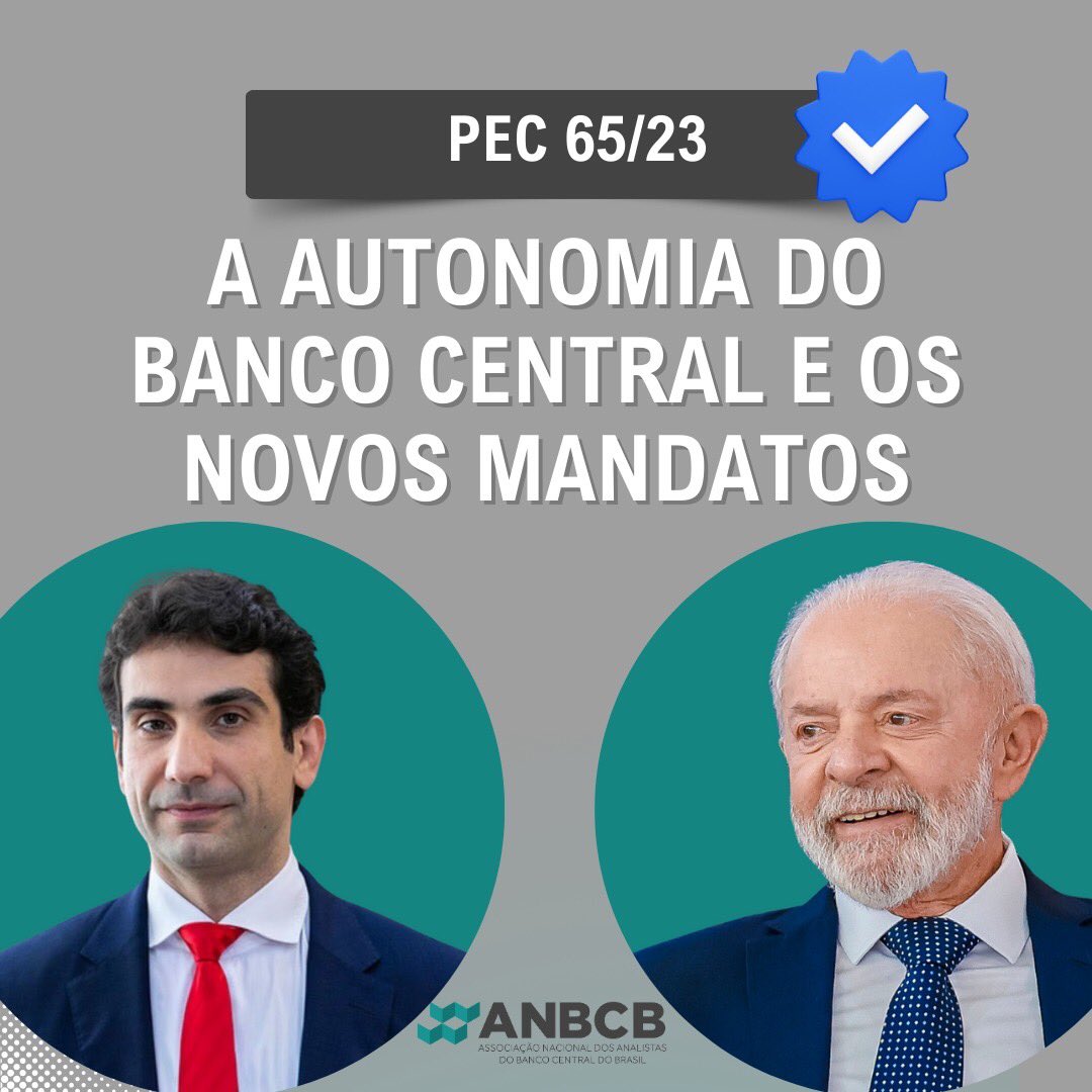 anbcb's tweet photo. A chegada de Gabriel Galípolo à presidência do Banco Central marca uma nova fase no modelo de governança da autarquia. Agora, os mandatos do presidente do BC não coincidem com os do presidente da República, resultado da autonomia operacional conquistada pelo BC por meio da LC 179/2021. 

Porém, a autonomia operacional por si só não é suficiente, visto que é apenas um pilar dentro do conceito de autonomia dos Bancos Centrais. Ainda é necessário evoluir o arcabouço legal do país para que o Banco Central do Brasil obtenha a autonomia orçamentária, financeira e administrativa, seguindo as melhores práticas internacionais. Nesse sentido, a aprovação da PEC65/2023 é essencial para o país, trazendo maiores benefícios para a sociedade. 

Com mandato até o final de 2028, Galípolo traz a missão de equilibrar a política monetária sem pressões políticas, sempre focado na meta de inflação e nível do mercado de trabalho, sempre com transparência.