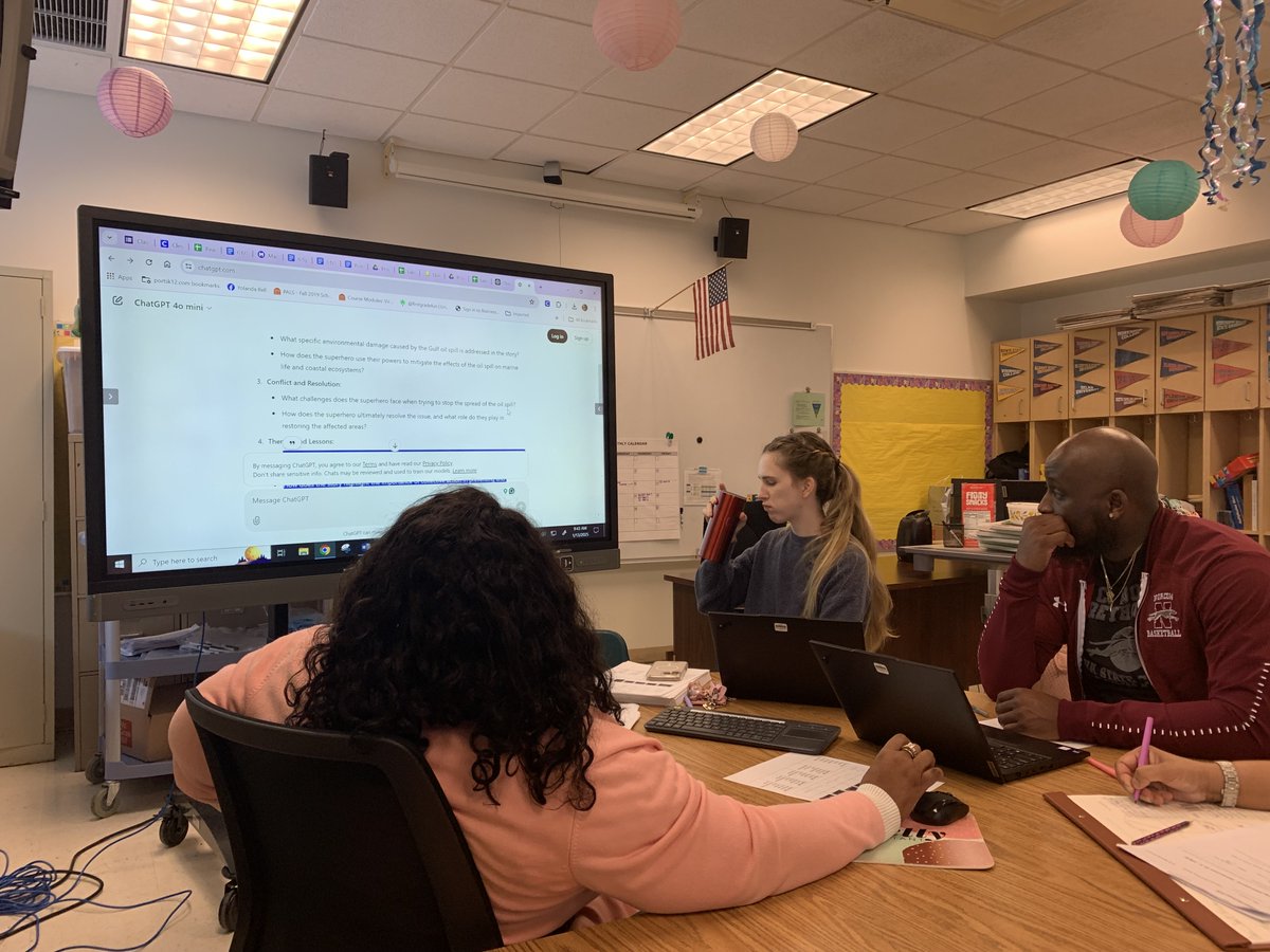 Brian McKee (@trtguy) on Twitter photo Mrs. Bell is showing how AI can make lesson planning easier during PLCs. <a href="/EZbeingGreene_/">Miss Greene</a> <a href="/YolandaBell63/">Yolanda Bell</a> <a href="/jennthomas75/">Jennifer Thomas</a> Mrs. Bell is showing how AI can make lesson planning easier during PLCs. <a href="/EZbeingGreene_/">Miss Greene</a> <a href="/YolandaBell63/">Yolanda Bell</a> <a href="/jennthomas75/">Jennifer Thomas</a>