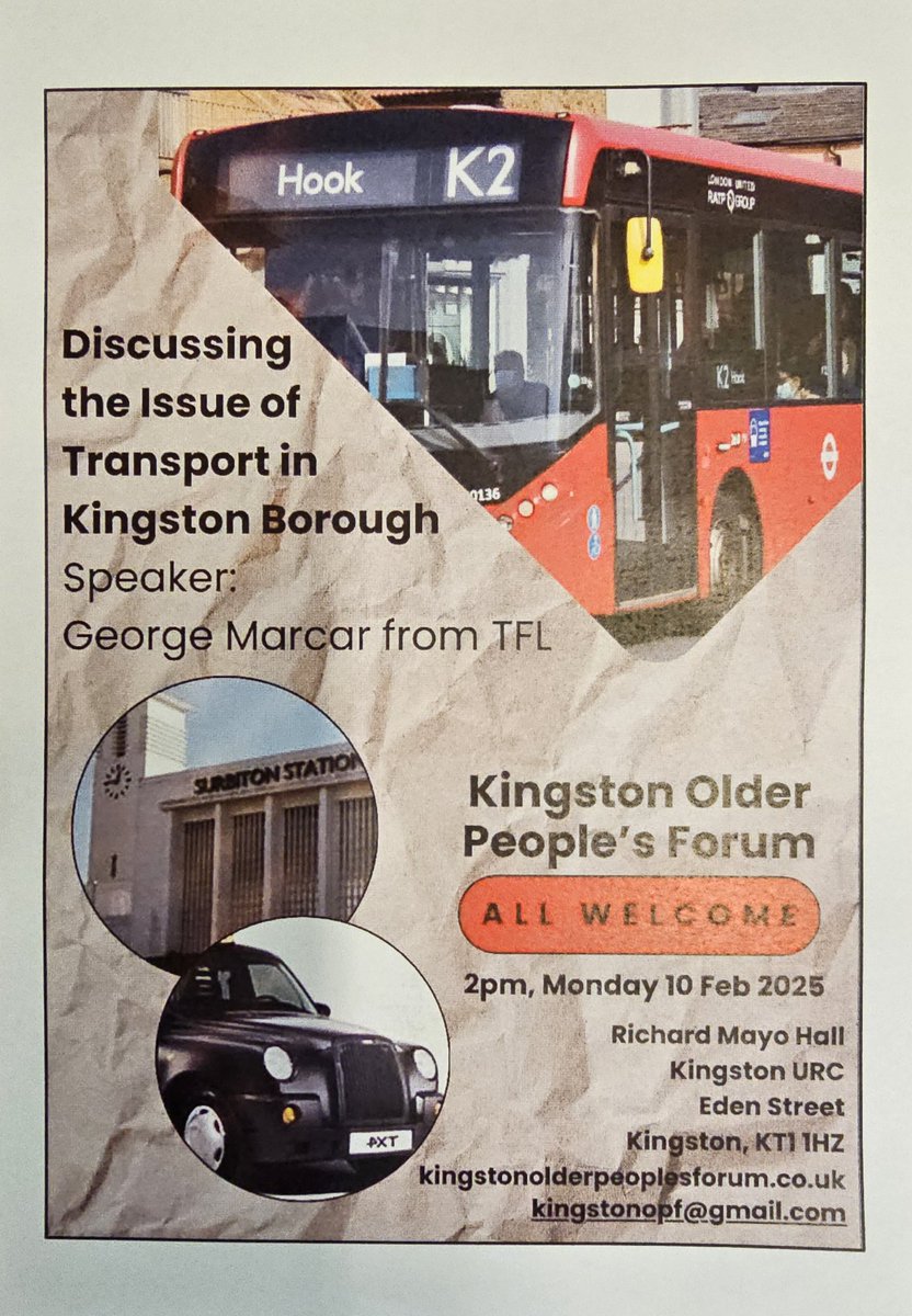 Kingston60plus's tweet photo. Next meeting Monday 10th February, all welcome https://t.co/KpJOrks2cA