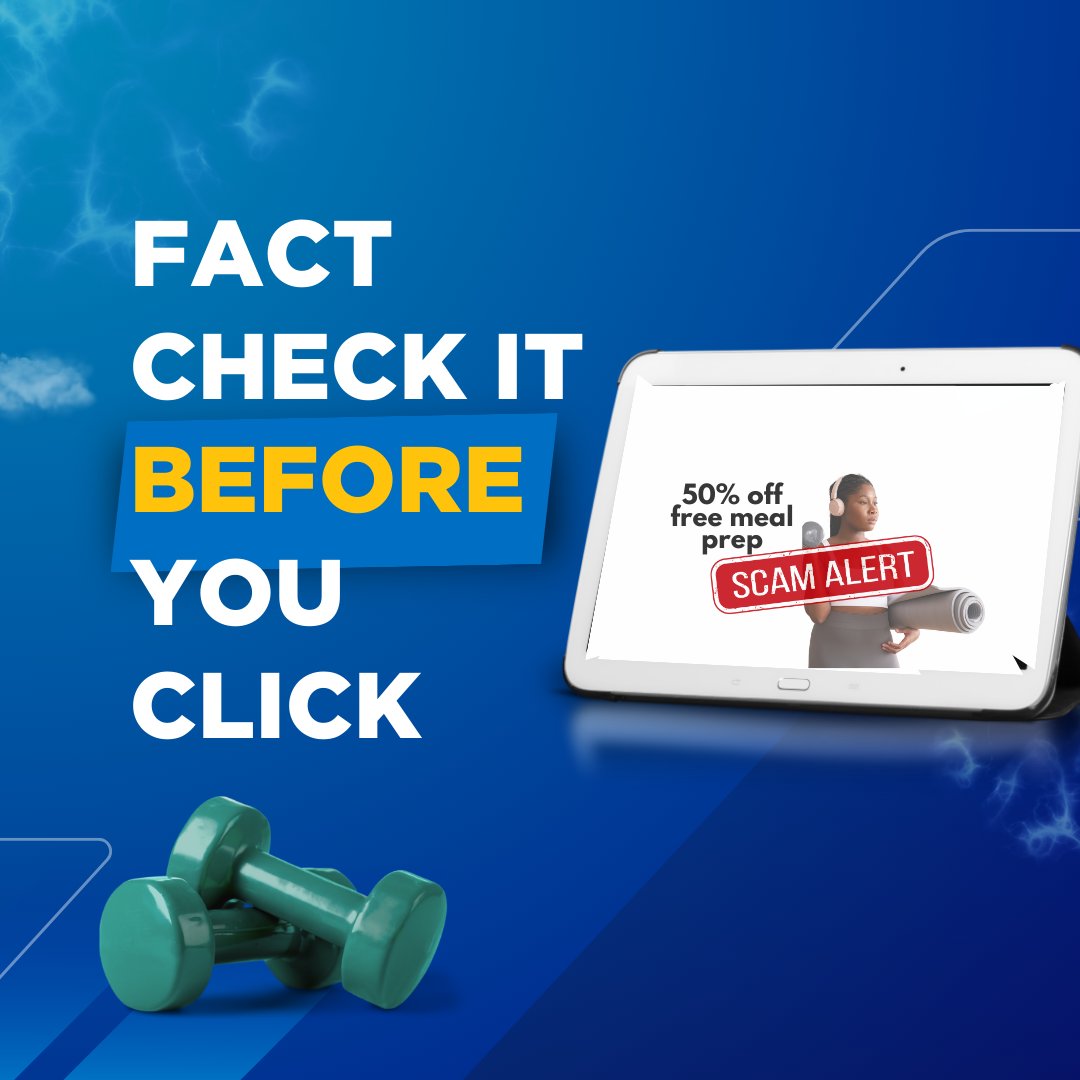 FactCheckJA_'s tweet image. 💪 Scammers are hitting the gym too! Don’t let them outsmart you.  

Before you click, Fact Check it 😉