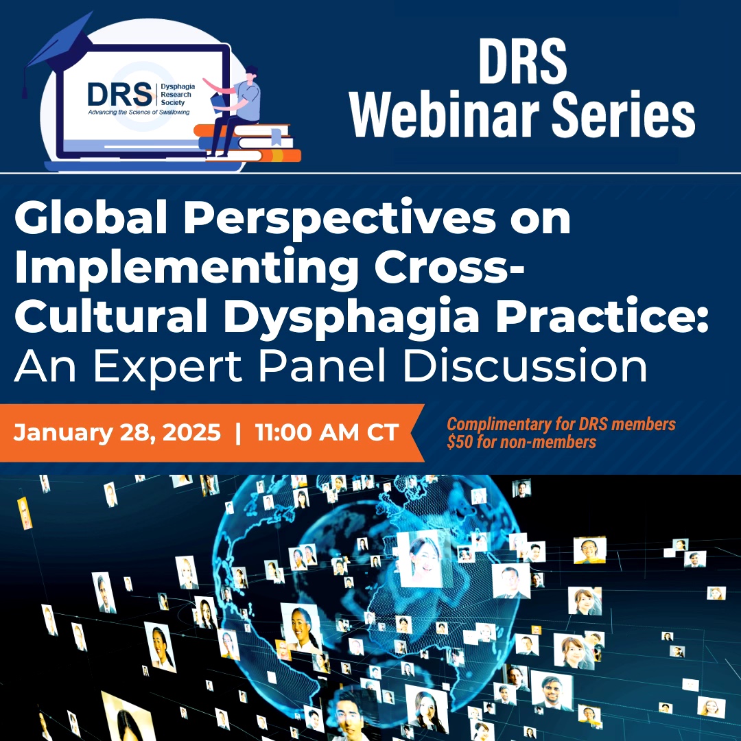 Join us for an expert panel discussion on Global Perspectives on Implementing Cross-Cultural Dysphagia Practice
$0 DRS members/$50 non-members
dysphagiaresearch.org/events/registe…
#DRS #dysphagia #GlobalHealth #dysphagiaresearch #swallowingdisorders