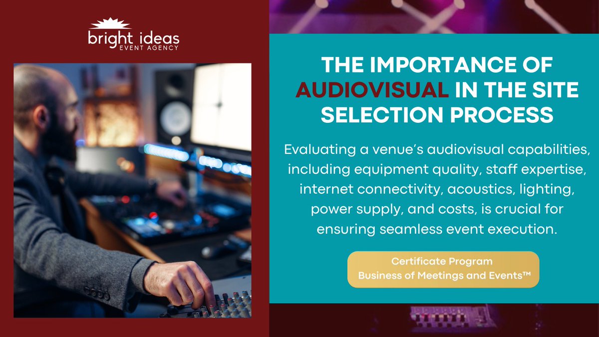 🎧 Lights, sound, action! Module 10 focuses on audio-visual magic – the heartbeat of a stellar event. 

Let’s dive into how we bring your vision to life. sharonbonnerconsulting.com/certificate-co… 

#EventProduction #SharingBrightIdeas