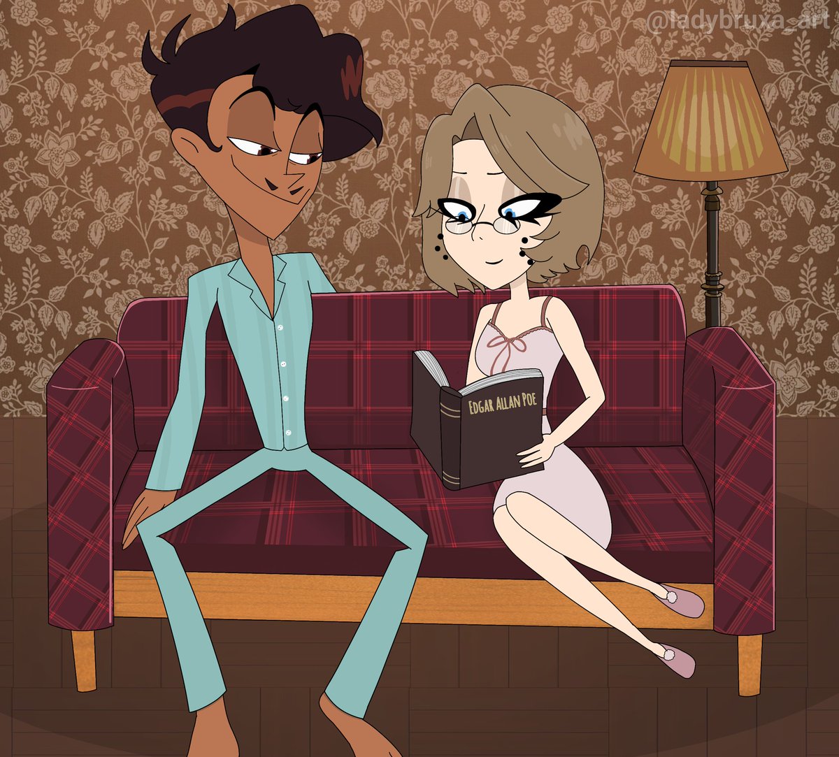 ladybruxa_cosp's tweet photo. ‼️ Hazbin Hotel season 2 spoilers ‼️
Quality time with your comfort person and reading Edgar Allan Poe. Natalia x Alastor 🖤
#HazbinHotel #HelluvaBoss #Hellaverse #OCxCanon #selfinsert #HazbinHotelOC #RadioVamp #radiodemon #deerdemon #batdemon #vampiredemon #fanart https://t.co/BdJXLEHWRe