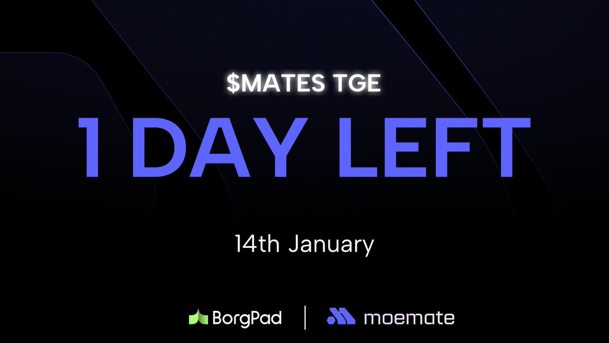 HeyOz_AI's tweet photo. Just 1 more day for $MATES TGE on @BorgPadHQ 

Check eligibility here: https://t.co/mIdbyrKN0w https://t.co/5H2Urd8aJr