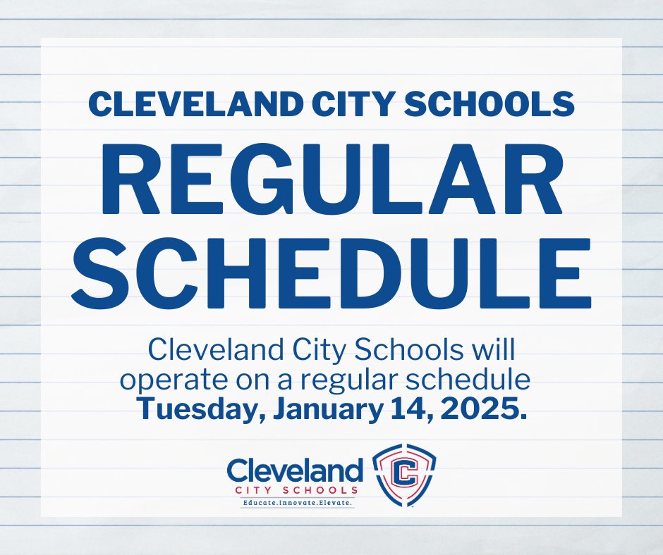 🌟We are excited to welcome students back to school on a regular schedule tomorrow, Tuesday, January 14. We look forward to a great day of learning! 📚✏️