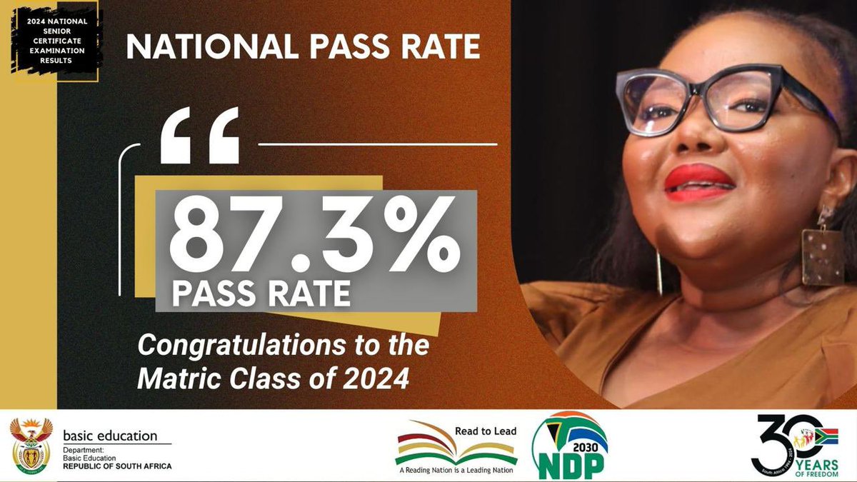 Siviwe_G's tweet photo. ✨ 𝘾𝙤𝙣𝙜𝙧𝙖𝙩𝙪𝙡𝙖𝙩𝙞𝙤𝙣𝙨, 𝙈𝙖𝙩𝙧𝙞𝙘 𝘾𝙡𝙖𝙨𝙨 𝙤𝙛 2024! 🎉
 An outstanding pass rate of 87,3%.

This is the HIGHEST pass rate in the history of our country. 

We are proud of each of you. Your success is a testament to your perseverance. 🌟🎓 https://t.co/ADWuGNZ6jI