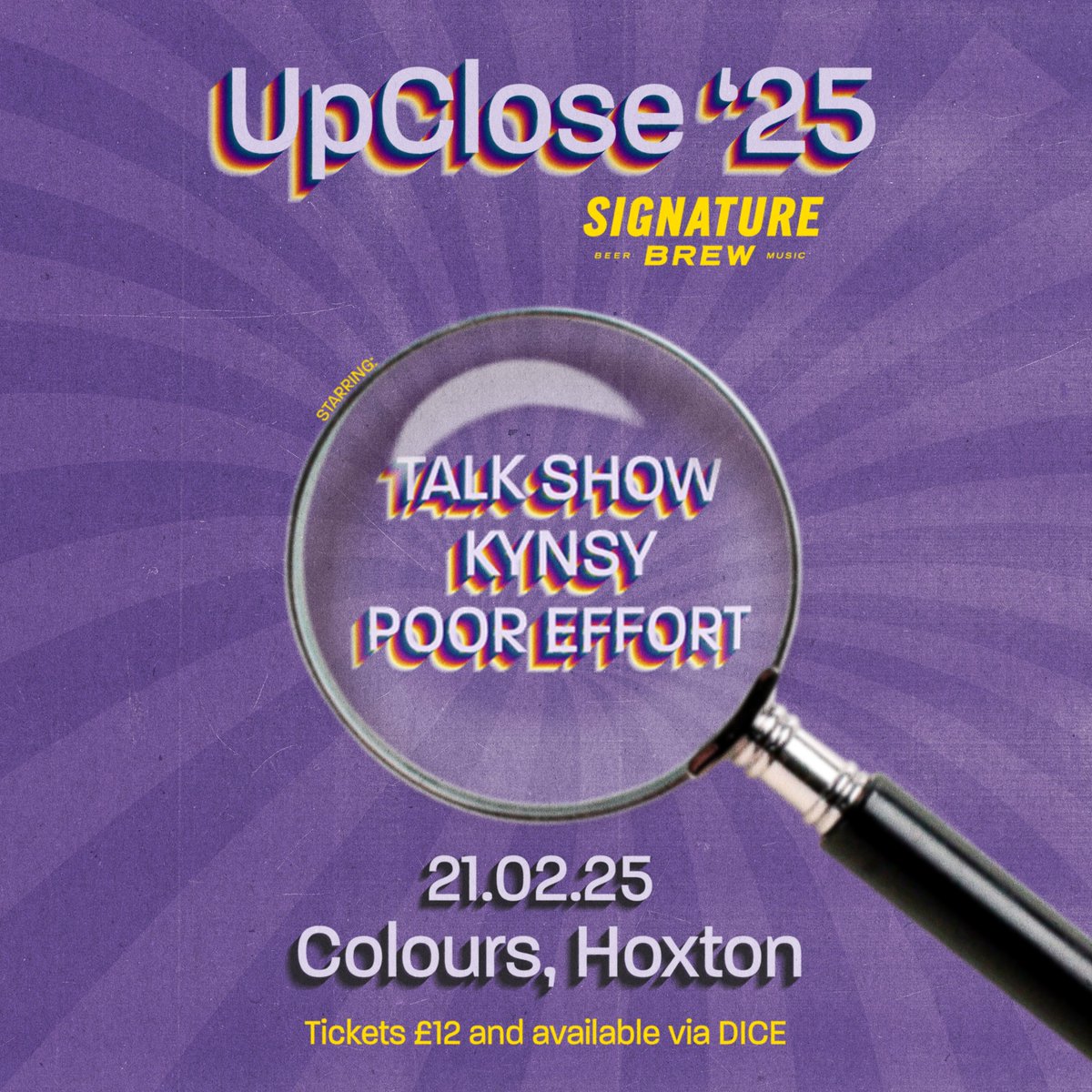 CloseUp (@closeuppromo) on Twitter photo SHOW :: Don't miss our UpClose (w/ <a href="/SignatureBrew/">Signature Brew</a>) 25 show at <a href="/ColoursHoxton/">Colours Hoxton</a> this February!! (21/2). Featuring 3 of our top tips for the year including headliners <a href="/talkshowband/">talk show</a>.
<a href="/kynsy___/">Kynsy</a> & poor effort join in support, <a href="/dicefm/">DICE</a> for tickets ๐๐ SHOW :: Don't miss our UpClose (w/ <a href="/SignatureBrew/">Signature Brew</a>) 25 show at <a href="/ColoursHoxton/">Colours Hoxton</a> this February!! (21/2). Featuring 3 of our top tips for the year including headliners <a href="/talkshowband/">talk show</a>.
<a href="/kynsy___/">Kynsy</a> & poor effort join in support, <a href="/dicefm/">DICE</a> for tickets ๐๐