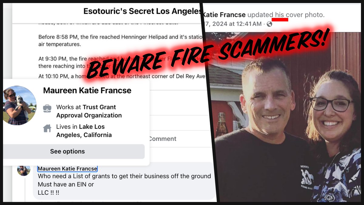 Beware of social media wildfire scammers! If you are sharing information about #EatonFire and #PalisadesFire on Facebook your comments will fill up with fake accounts trying to con people. Report, block, delete. Meta should protect its users, but chooses profit and chaos instead.