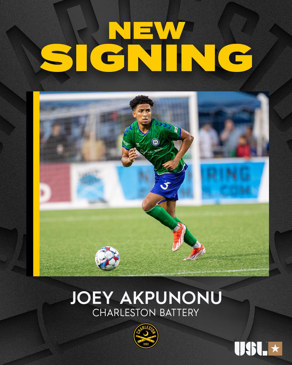 USL Championship (@uslchampionship) on Twitter photo 𝐒𝐭𝐫𝐞𝐧𝐠𝐭𝐡𝐞𝐧𝐢𝐧𝐠 𝐭𝐡𝐞 𝐛𝐚𝐜𝐤𝐥𝐢𝐧𝐞 🏋️♂️
The <a href="/Chas_Battery/">Charleston Battery</a> have signed <a href="/joey_akpunonu/">Joey Akpunonu</a> ahead of the new season 🖊️
➡️ bit.ly/4fVRYSA 𝐒𝐭𝐫𝐞𝐧𝐠𝐭𝐡𝐞𝐧𝐢𝐧𝐠 𝐭𝐡𝐞 𝐛𝐚𝐜𝐤𝐥𝐢𝐧𝐞 🏋️♂️
The <a href="/Chas_Battery/">Charleston Battery</a> have signed <a href="/joey_akpunonu/">Joey Akpunonu</a> ahead of the new season 🖊️
➡️ bit.ly/4fVRYSA