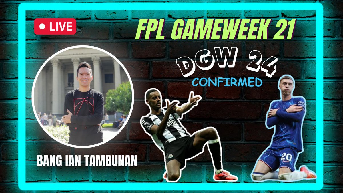 LIVE NOW - FPL Gameweek 21: DGW 24 Confirmed! 🤩

Tahun baru, semangat baru. Mari kita bahu-membahu, untuk gapai panah hijau 😁

Let's go guys ☕️

youtube.com/live/_Etns0177…

#FPL #KoFPLI #FPLIndonesia #FantasyPremierLeague #FPLCommunity