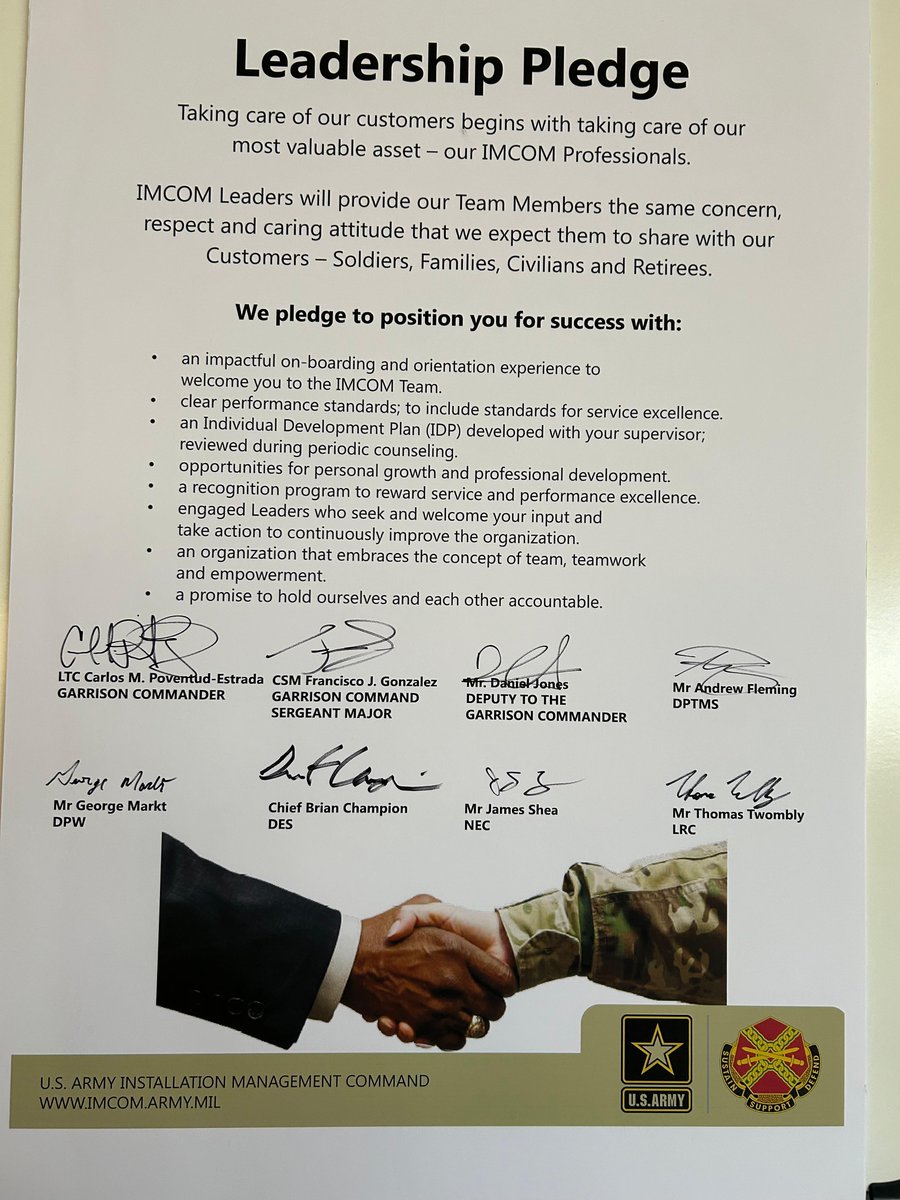 DevensFort's tweet photo. Garrison leaders from Devens Reserve Forces Training Area in Massachusetts commit to upholding the U.S. Arny Installation Management Command (IMCOM) Leadership Pledge after signing it Dec. 18. #leadershippledge #imcom @USArmyReserve @ArmyIMCOM @99thDiv @ASAFortDix @JointBaseMDL https://t.co/toDqc3Swin
