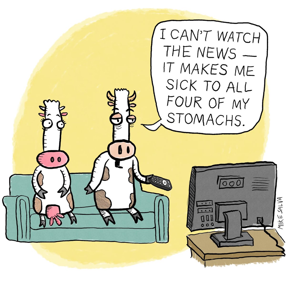 mikesalva's tweet photo. I only have the one, but I still find it difficult to digest.
#humor #funny #comic #ComicArt #cows #animals https://t.co/RhBj7fv9L0