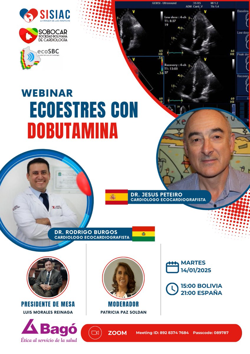 SISIACOficial's tweet photo. ATENCIÓN 📢📢📢

SISIAC Invita al Webinar de "Ecoestres con Dobutamina" 🤓💻

Inscripción 👉https://t.co/7OF9ITiwNI https://t.co/wktb6iRTHH
