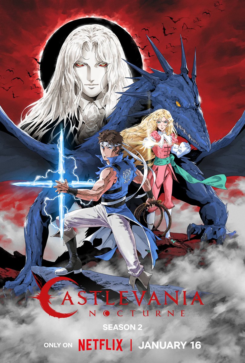 SamuelDeats's tweet image. Key art for Castlevania: Nocturne Season 2, back in Netflix January 16th!! 🦇🦇🦇🦇
I'm so happy I got to do a few pieces this season... Hope you enjoy the first of em. 🥰