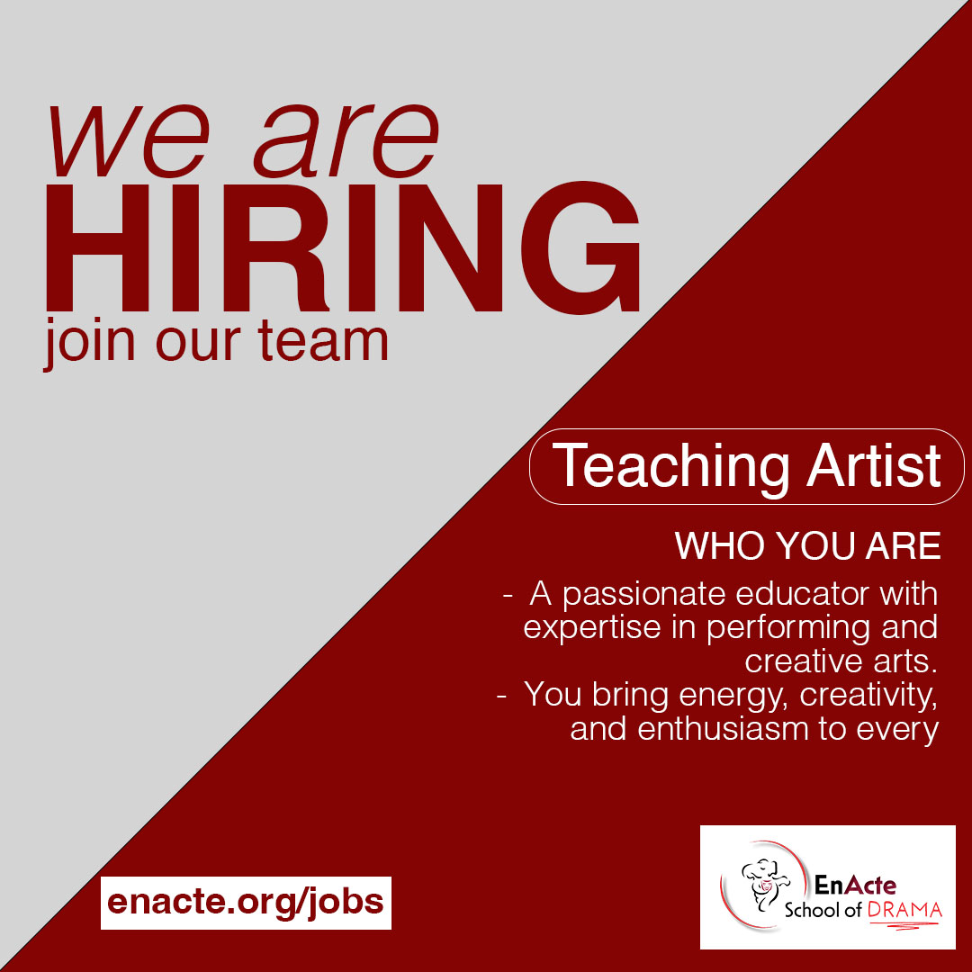 EnActeArtsInc's tweet photo. We're hiring!

Role - Teaching Artist

As a Teaching Artist with ESoD, you will guide young performers (ages 5-14) on their artistic journey by helping them find their authentic voice and creative spark.

https://t.co/qREqtzPa0c https://t.co/bQPBNyAqO7