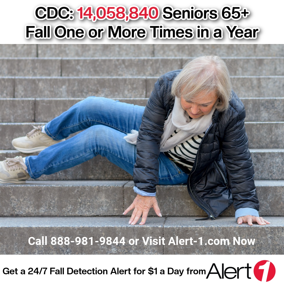 Alert1MedAlert's tweet image. The CDC reports 14.058,840 seniors 65+ fell one or more times in a year. Get our 24/7 fall detection alert pendant or wristband for $1 a day & our 2 #free months of service #specialoffer. Call 888-981-9844 now.
#falldetection #protection #SeniorSafety