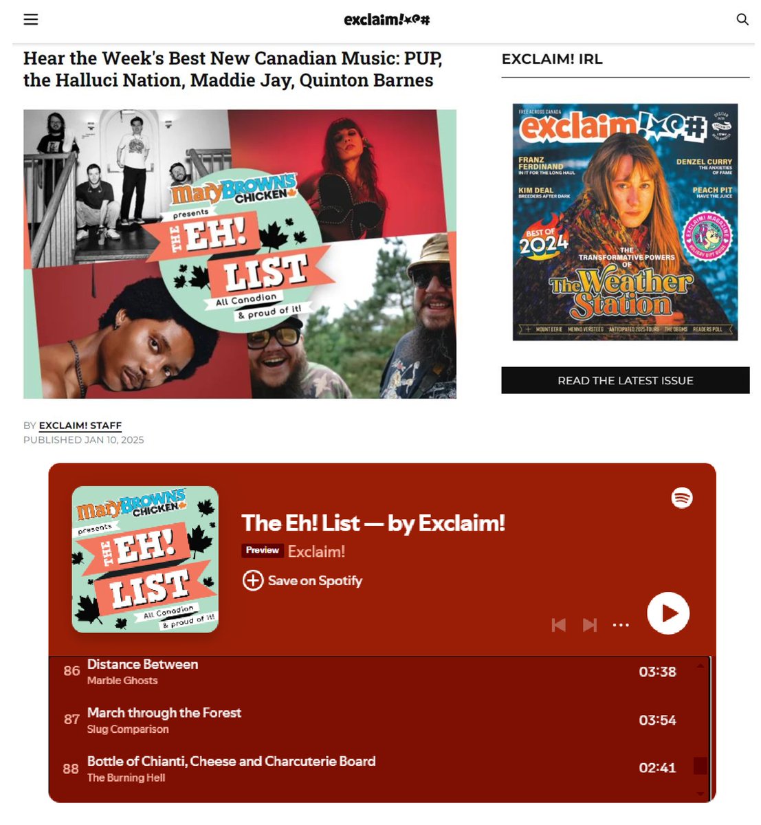 AsherMedia's tweet photo. Hear the Week's Best New Canadian Music from @exclaimdotca #spotify #spotifyplaylist #ehList
w/ Vancouver's Slug Comparison, Ottawa's Marble Ghosts, and more!
Article - https://t.co/hO13EV3tqW
Spotify - https://t.co/XFmGVvoHMH
#exclaim #canada #canadianmusician https://t.co/oFPDRiTr5R