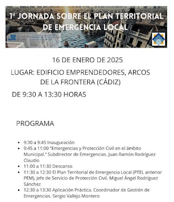 Jornada de la Diputación de Cádiz sobre el Plan de Territorial de Emergencia Local (antiguo PEM).

Si estás interesado, entra en nuestro Blog
escuelapolicialosbarrios.blogspot.com/2025/01/jornad…