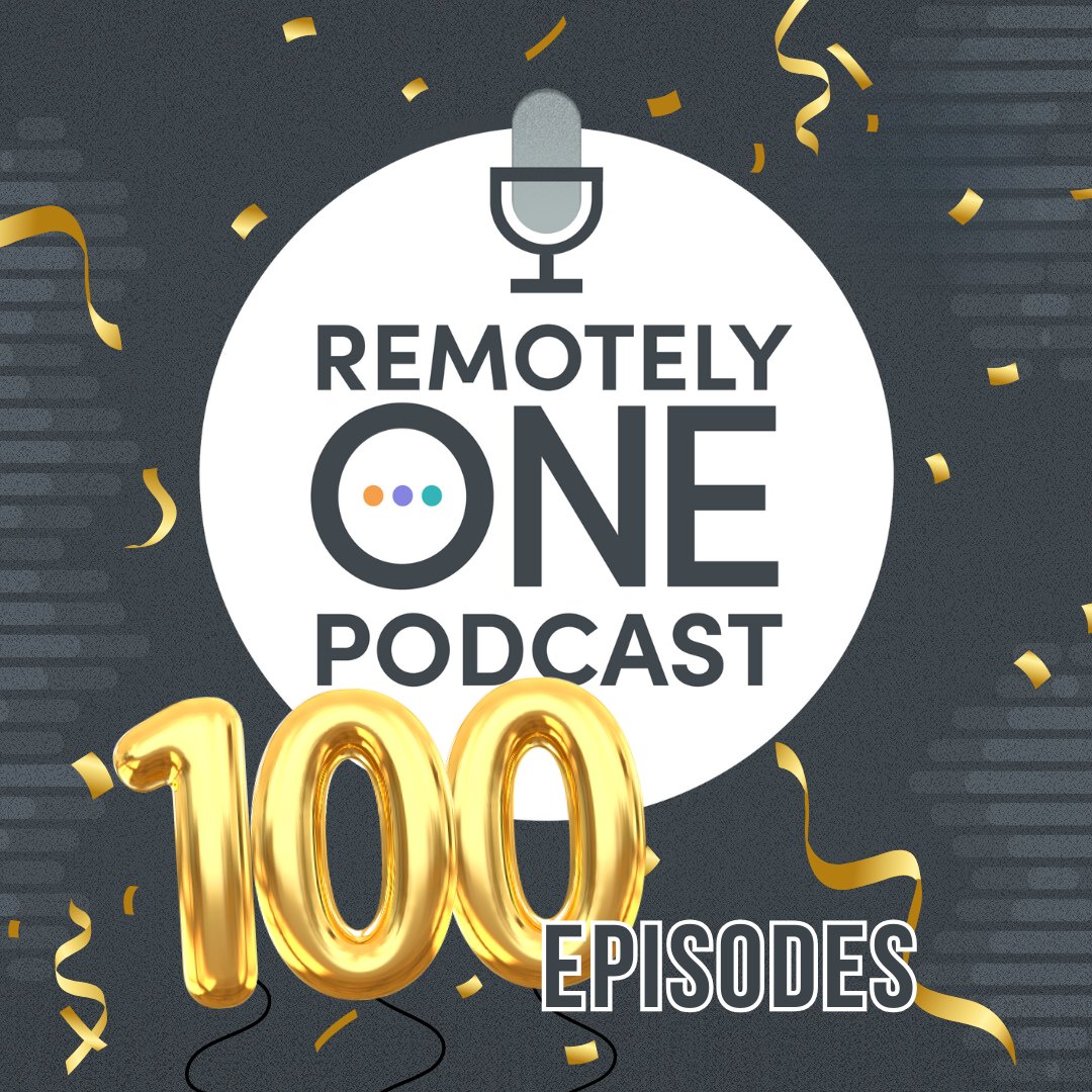 remotelyone's tweet photo. ✨🎉 We’re thrilled to hit 100 Episodes! 

Next week we are revisiting the wisdom shared by our guests 🏆 From remote work insights to game-changing advice, we’re bringing you the best moments from past episodes 💻🎙️Be sure to tune in!

#RemotelyOne #RemoteWorkWednesday https://t.co/tTdXC3vfUD