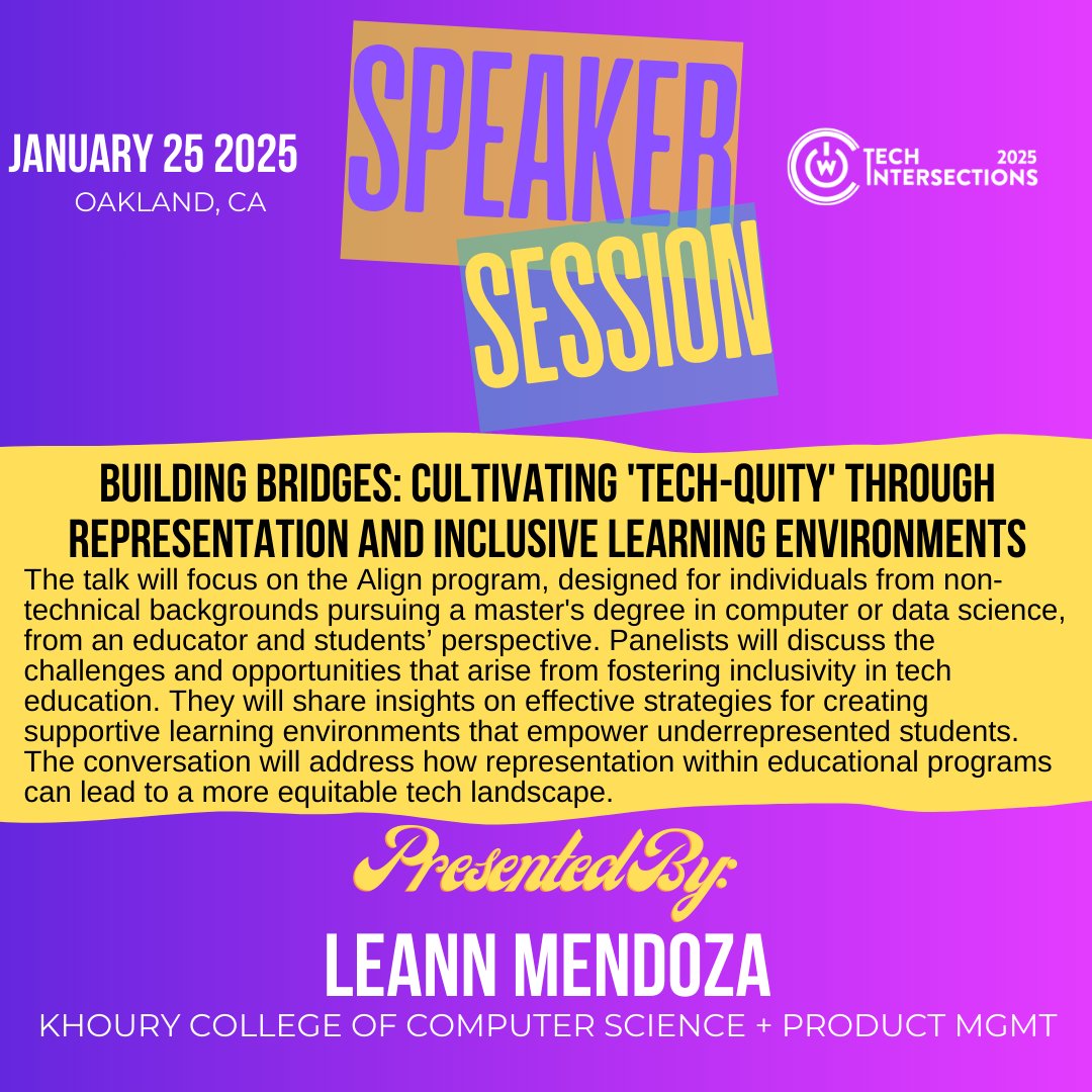 tech_intersect's tweet image. Tech-quity matters! 💡 Join LeAnn Mendoza to learn how to build representation & inclusivity into the tech ecosystem. Let’s create a better future!
🗓️ Jan 25 | #MillsCollege #Oakland
🎟️ Tickets: bit.ly/2025techinters…
#TechIntersections #WOCinTech