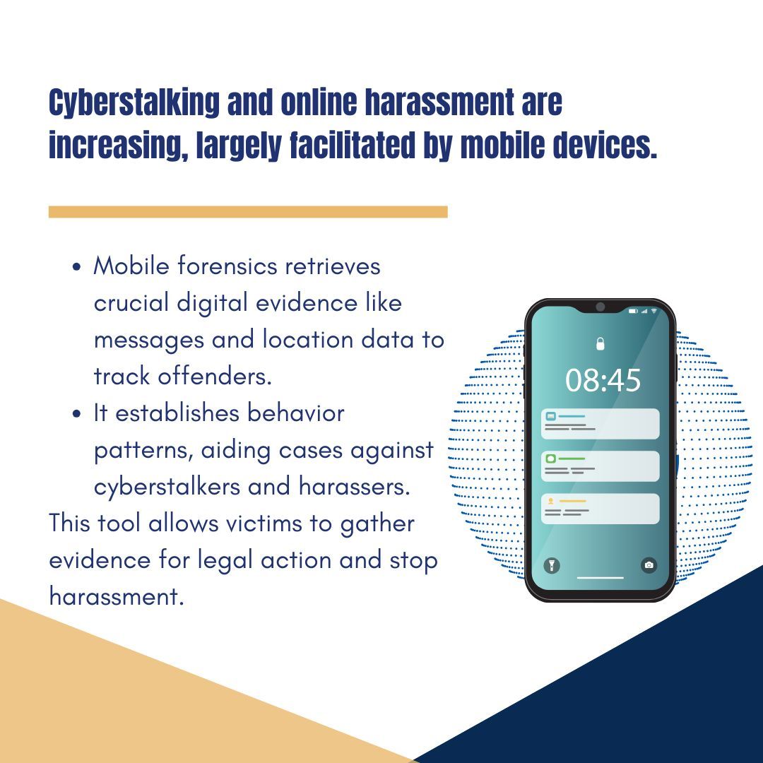 DefenseForensic's tweet image. Mobile forensics is crucial in tracking cyberstalkers and online harassment. 📱 It uncovers digital footprints, proves intent, and helps protect victims. As tech evolves, so must our tools to combat digital crimes. 

#MobileForensics #Cyberstalking #TechCrime