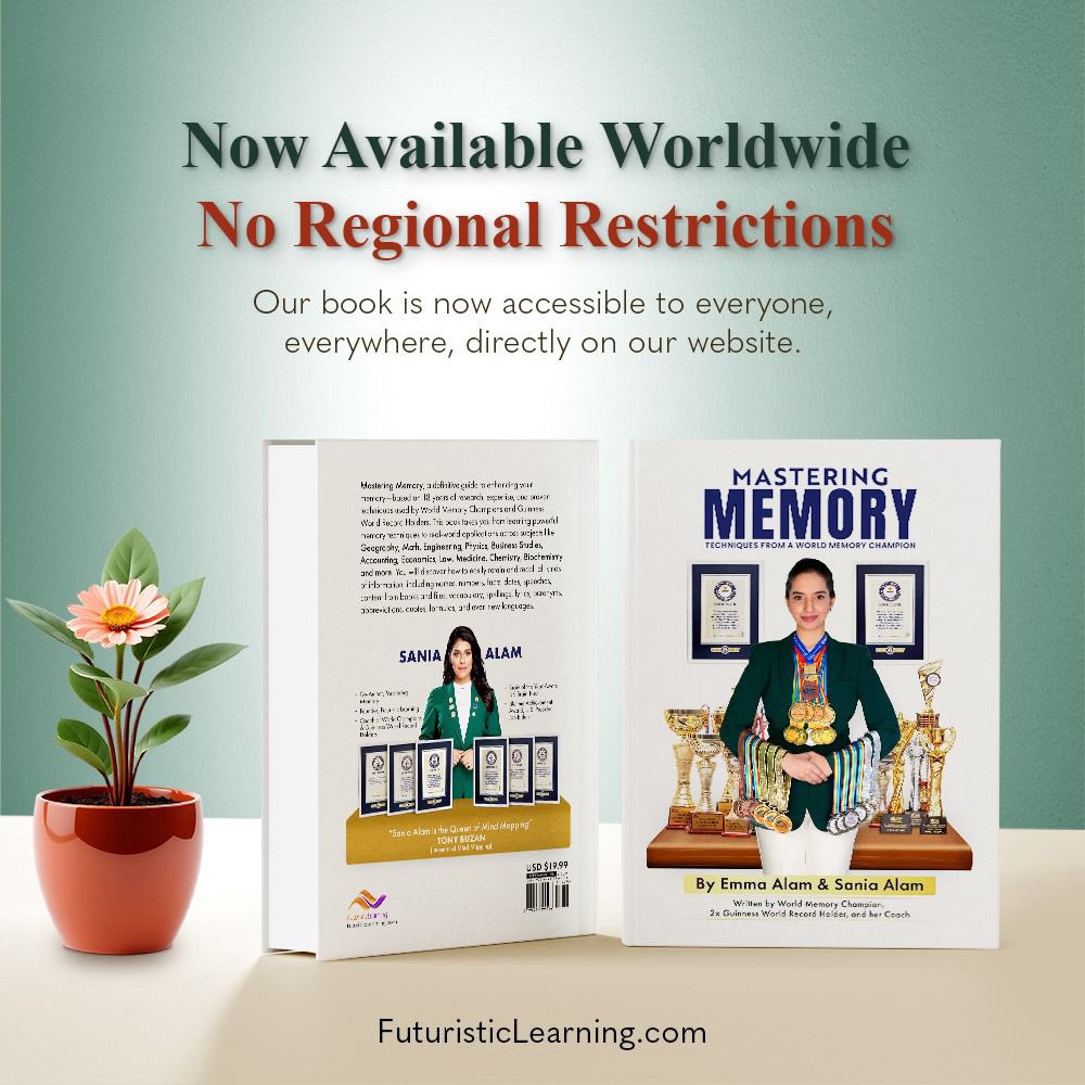 Our eBook, Mastering Memory, is Now Available Worldwide—No Regional Restrictions!

Get your copy directly from our website and start mastering your #memory today!

Learn More:
courses.futuristiclearning.com/products/cours…

#speedlearning #emmaalam #SaniaAlam #memorybook #FuturisticLearning
