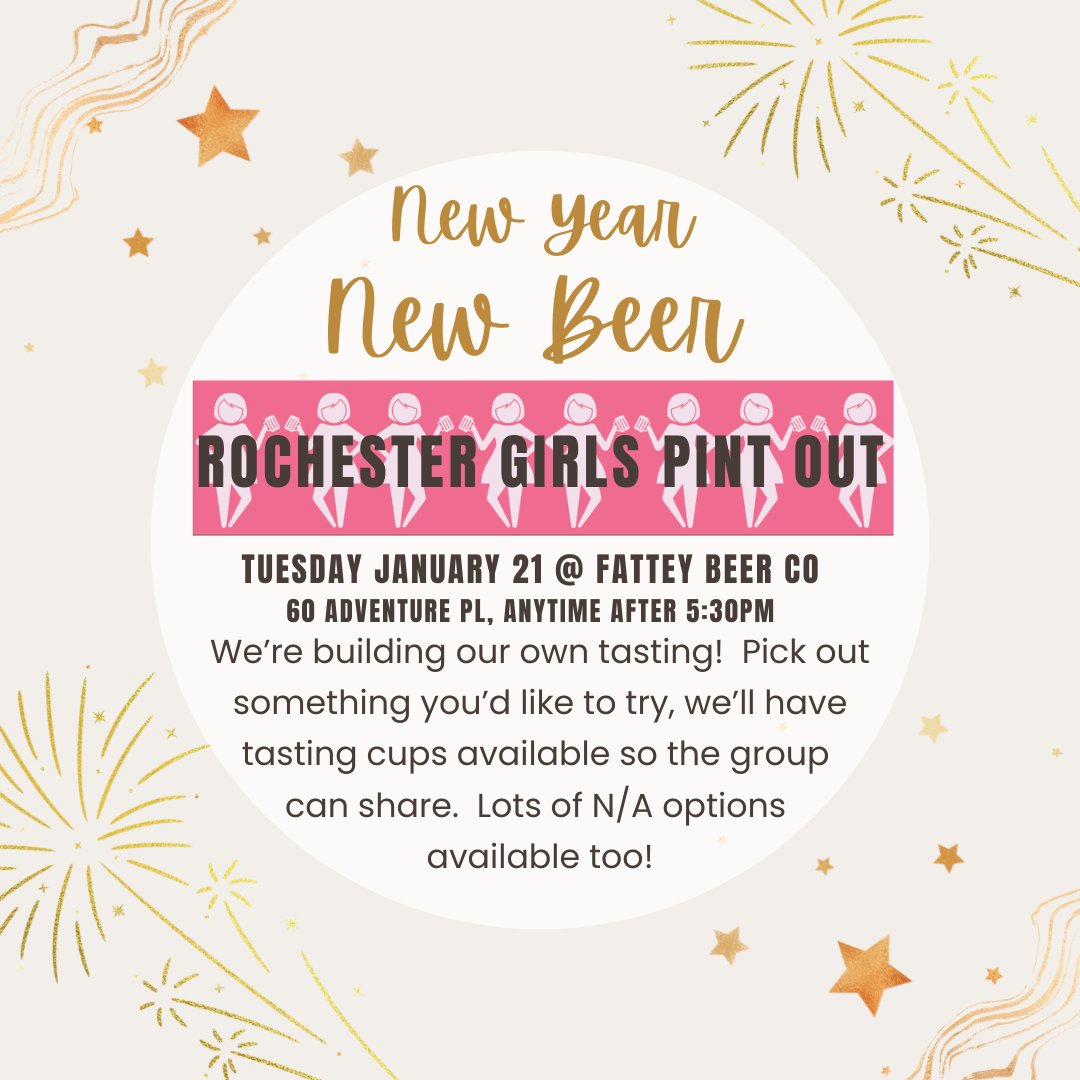 Is there a New Beer you want to try?  In the spirit of the New Year, take that plunge, your Girls are here to support! Your picks will build our tasting.  Anything goes, you are welcome to stick to your own pick or N/A if that's your jam.
