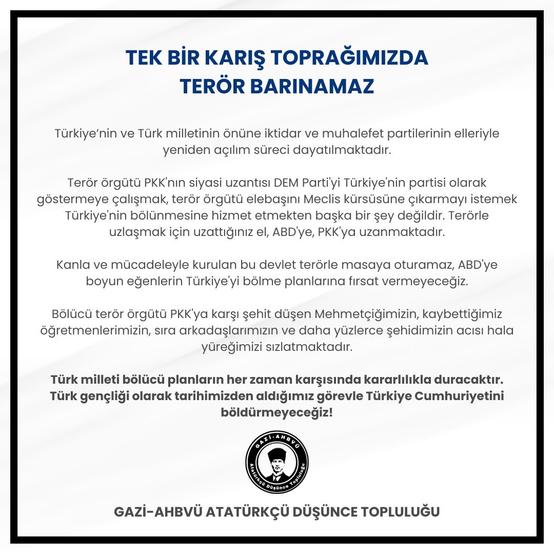 Türk milleti bölücü planların her zaman karşısında kararlılıkla duracaktır! #AçılımaGeçitYok