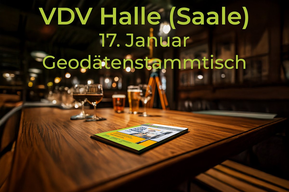 Der VDV-Bezirk Halle (Saale) lädt herzlich ein zum „Geodätenstammtisch" am 17. Januar. Ab 15:45 Uhr gibt es eine Führung durch das Graf Luckner Museum, Bernburger Str. 7, Halle. Ab 17:30 Uhr treffen wir uns dann im Gasthaus „Altes Postamt“ Bernburger Str. 25 a #myVDVdates