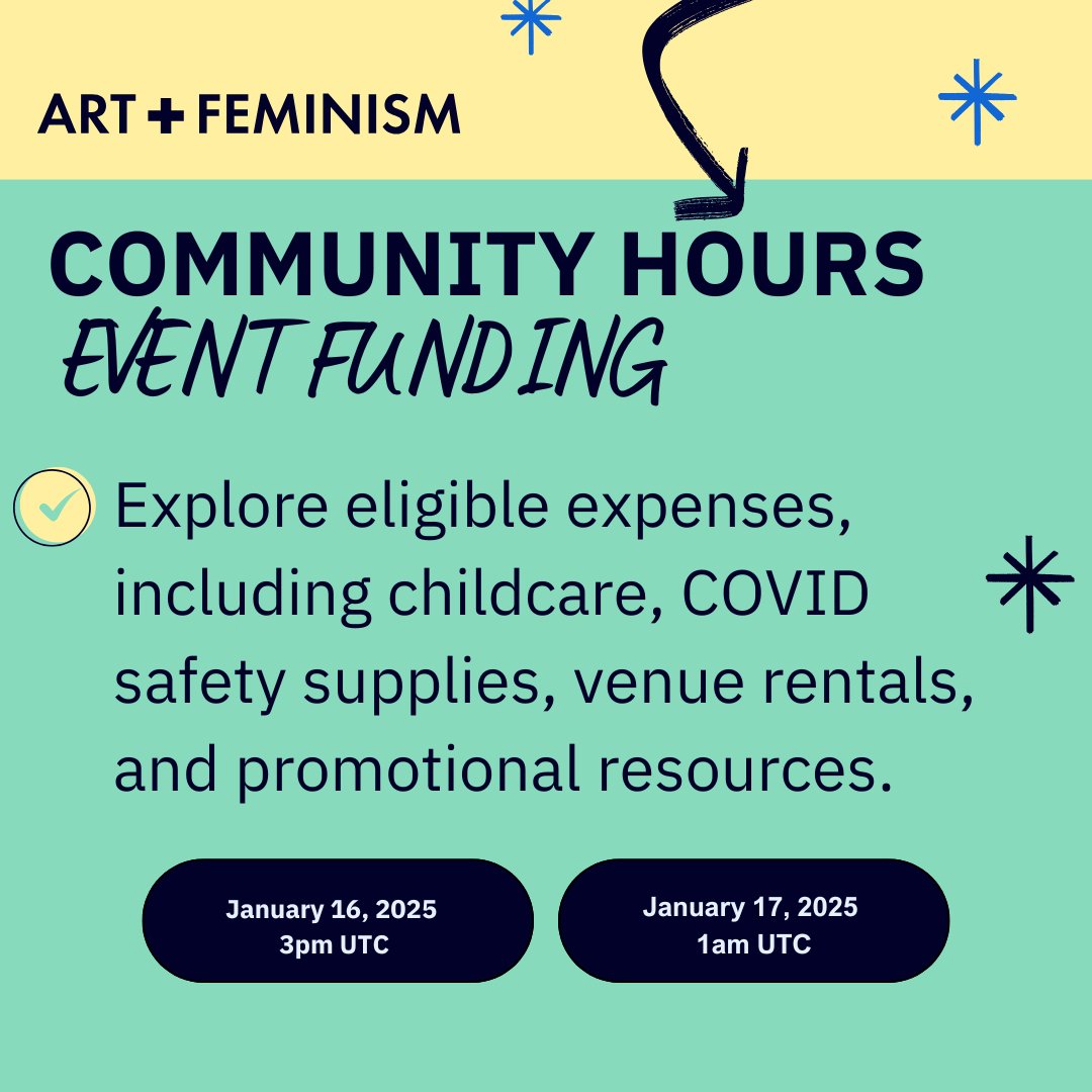 🎉 Apps for Art+Feminism Microfunding &amp; WMF Rapid Grants are open! Event organizers can apply for up to $5,000 USD.

🗓️ Join Community Hours Jan 16 (3pm UTC) &amp; Jan 17 (1am UTC). French/Spanish interpretation available on Jan 16.

👉 Details &amp; register: bit.ly/4abVNSB