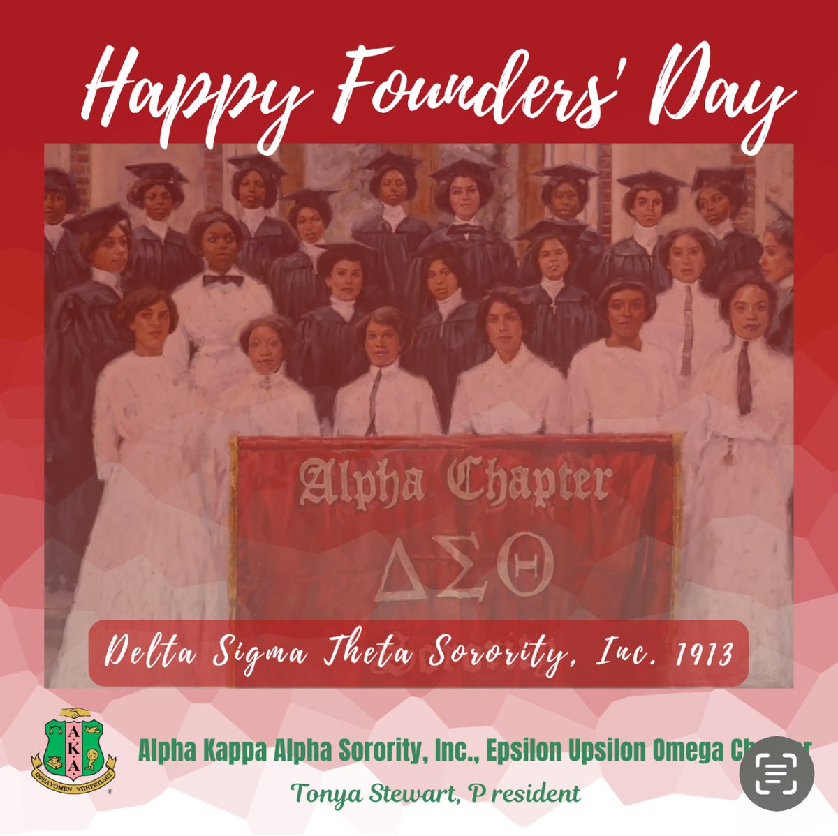 EUO_AKA's tweet photo. The ladies of Alpha Kappa Alpha Sorority, Incorporated® Epsilon Upsilon Omega Chapter extend our heartfelt congratulations and warmest regards to our D9 sisters of Delta Sigma Theta Sorority, Incorporated® as you celebrate your Founders’ Day.
Tonya Stewart, President https://t.co/OFvULhfu4m