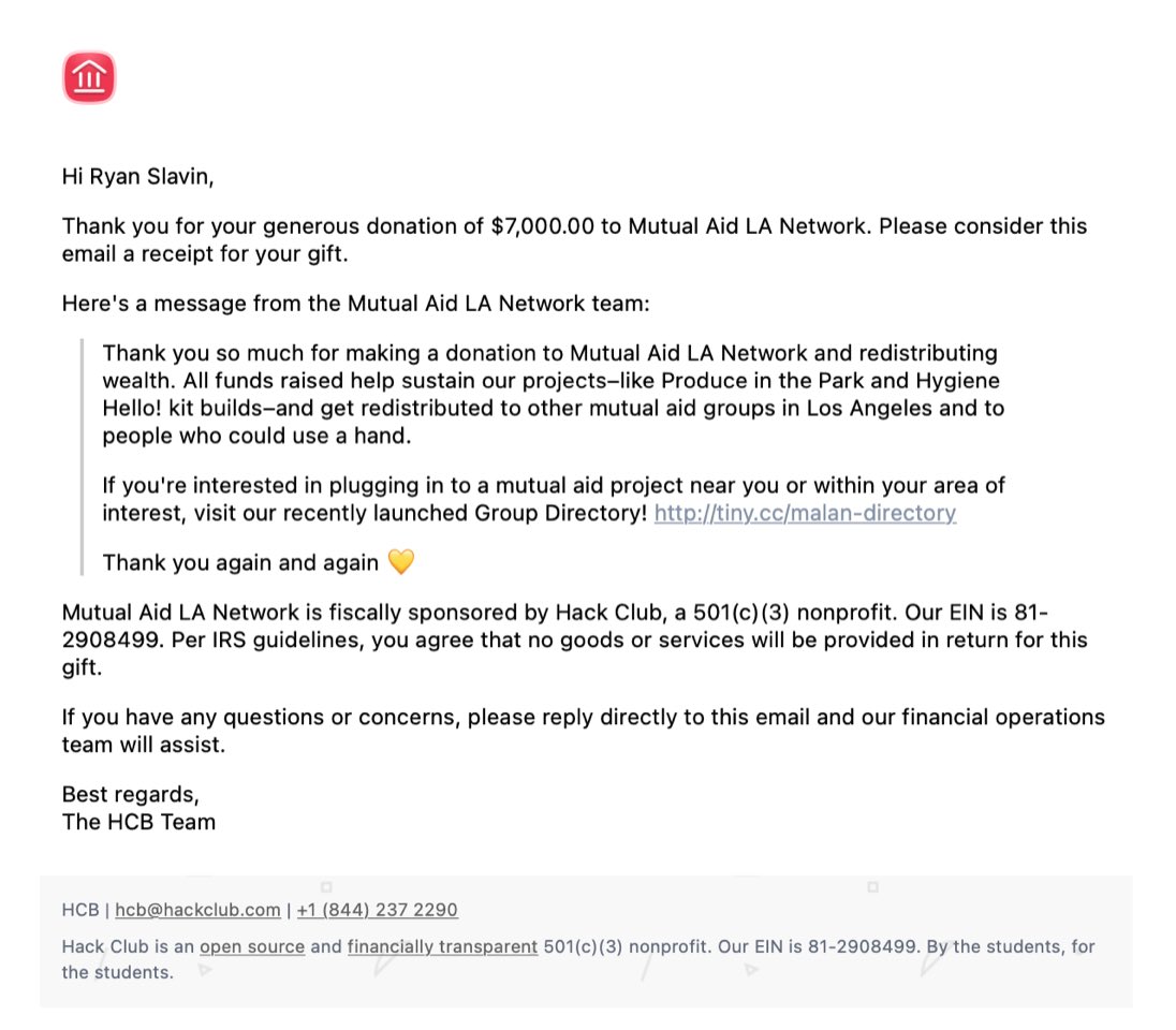 RyanSlavin's tweet image. Thanks to incredible late donations, we raised $3500 during Saturday night's stream. With @m0saiccreative matching, I donated $7000 to @MutualaidLA . Huge thanks to @ThinkTankDubs for 5 hours of amazing music and to everyone who donated and supported this cause!