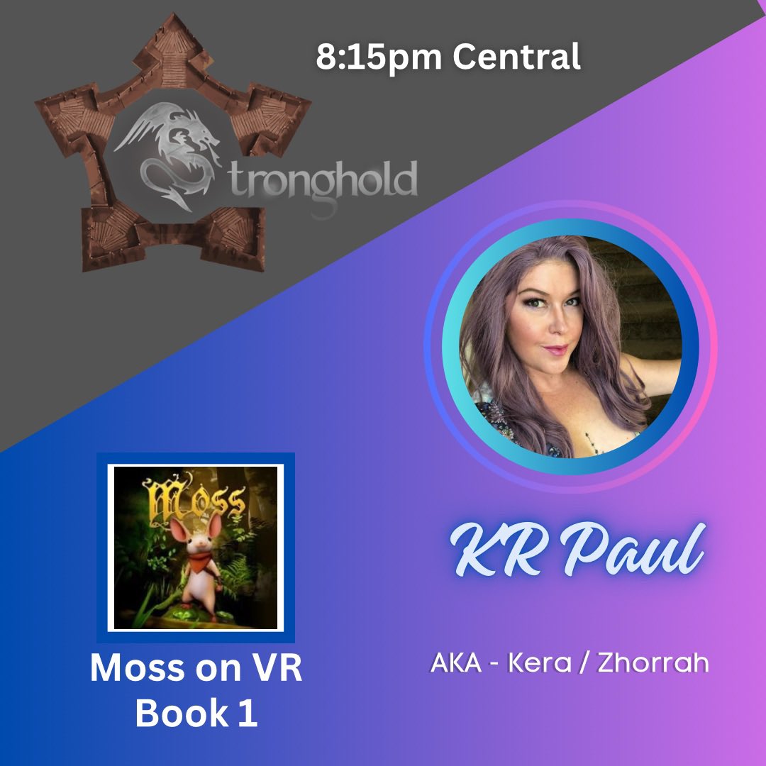 I’m partnering with Stronghold D&amp;D to do a seven-part play through of Moss: Book One on PlayStation VR!
Join us LIVE on Twitch at 8:15pm C for Moss on VR! (And using the “Sam Cam” to talk through what I see)
#moss #mossbook1 #psvr2 #twitch #twitchstreamer 
twitch.tv/strongholddnd