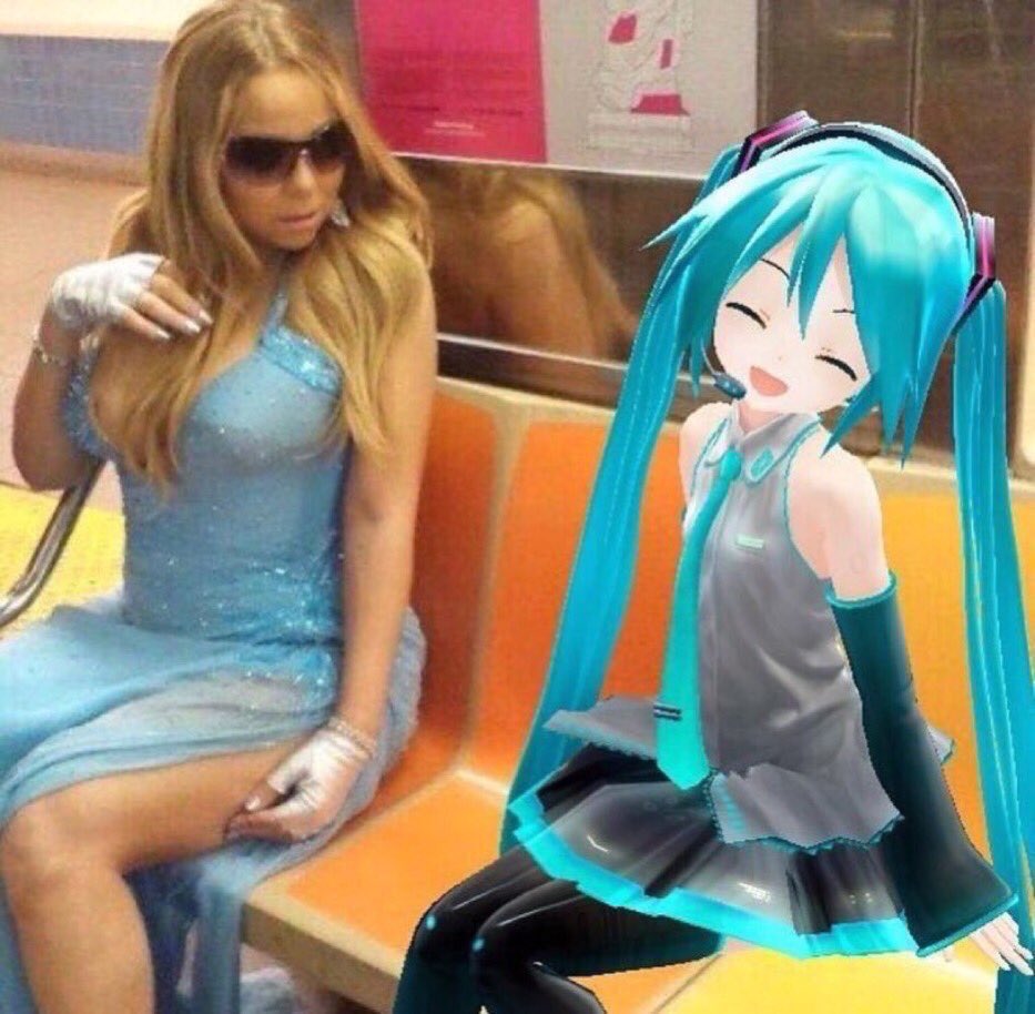 mariah carey and hatsune miku sitting next to eachother in my fortnite locker