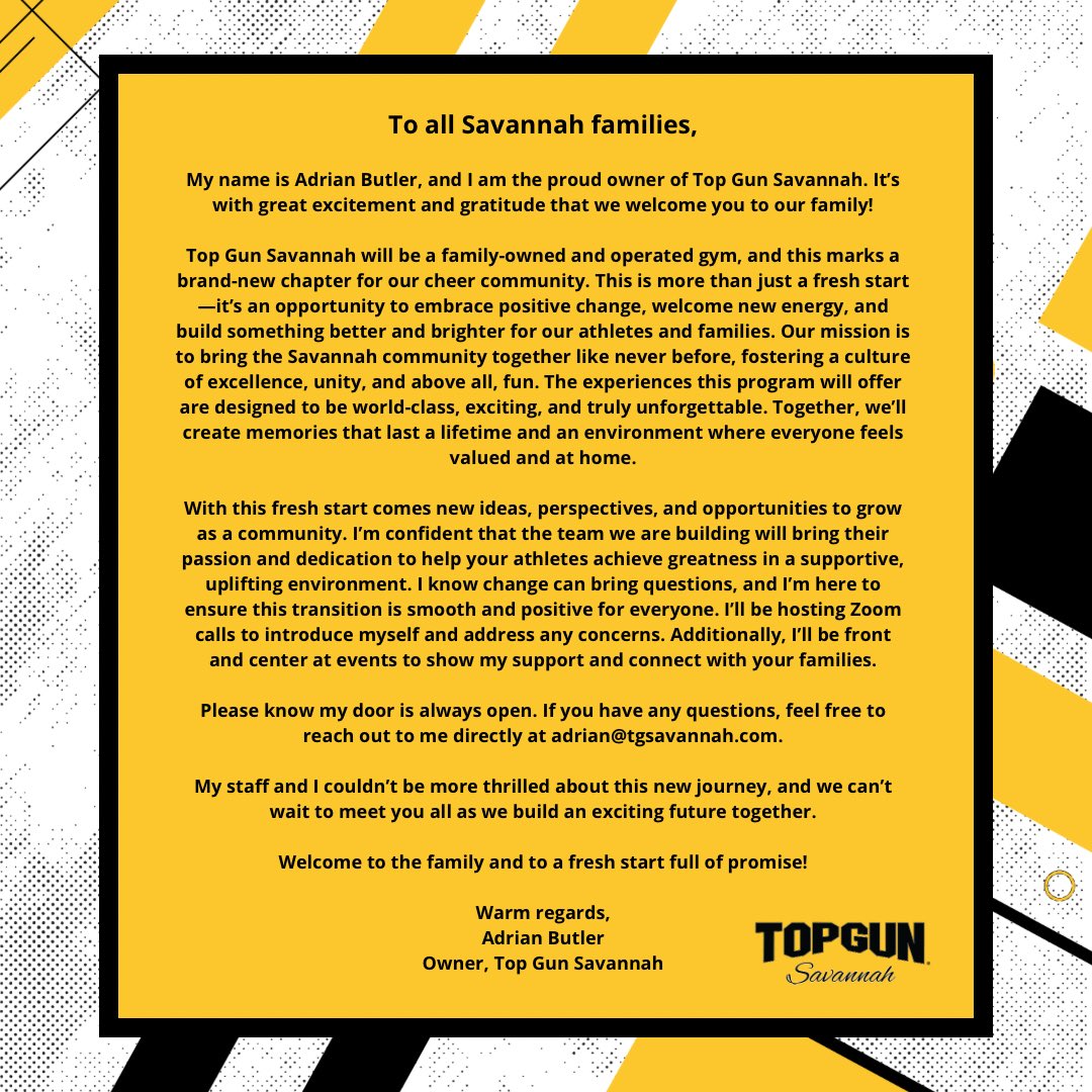 TopGunJags912's tweet photo. Every great legacy starts with a vision, and our owner’s passion and dedication is the heart of Top Gun Savannah. 💛🖤 Together, we’re building more than a program—we’re creating a family, a legacy, and a future to be proud of.

#TopGunSavannah #UnityInGold #TGStrong https://t.co/cfd9RWgSKl