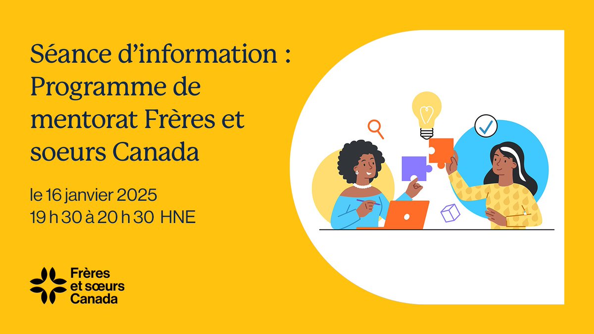Canadian Centre for Caregiving Excellence (@cdncaregiving) on Twitter photo Nous recherchons des frères et sœurs pour devenir mentors ou mentorés dans le cadre du programme de mentorat par les pairs de Frères et sœurs Canada! Participez à notre séance d'information le 16 janvier pour en savoir plus. #CdnCaregiving bit.ly/4aE39OG Nous recherchons des frères et sœurs pour devenir mentors ou mentorés dans le cadre du programme de mentorat par les pairs de Frères et sœurs Canada! Participez à notre séance d'information le 16 janvier pour en savoir plus. #CdnCaregiving bit.ly/4aE39OG
