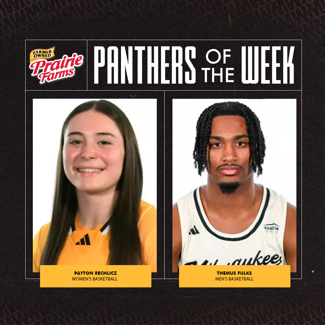 Here are your MKE Panthers of the Week!

Payton Rechlicz
Basketball 🏀
Rechlicz scored a season-high 19 points against Purdue FW, going 6-8 from the floor and 5-5 on FT's!

Themus Fulks
Basketball 🏀
Fulks scored point No. 1,000 of his NCAA DI career against Green Bay Saturday!