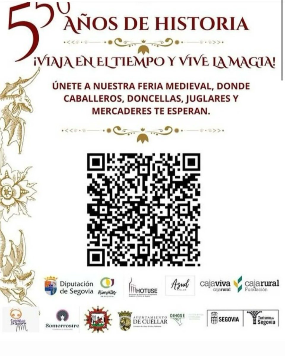 cifpsegovia's tweet photo. Como ya sabéis, el próximo 15 de enero tenemos la gran cita medieval de 🏯 Isabel La Católica, 550 años de historia 🏯

¡Escanea el código QR y apúntate a nuestra feria! 👸 
Habrá degustaciones medievales, talleres estéticos de época, trueque, juegos, sorpresas y más...💛👑 https://t.co/YnMefJJLHU
