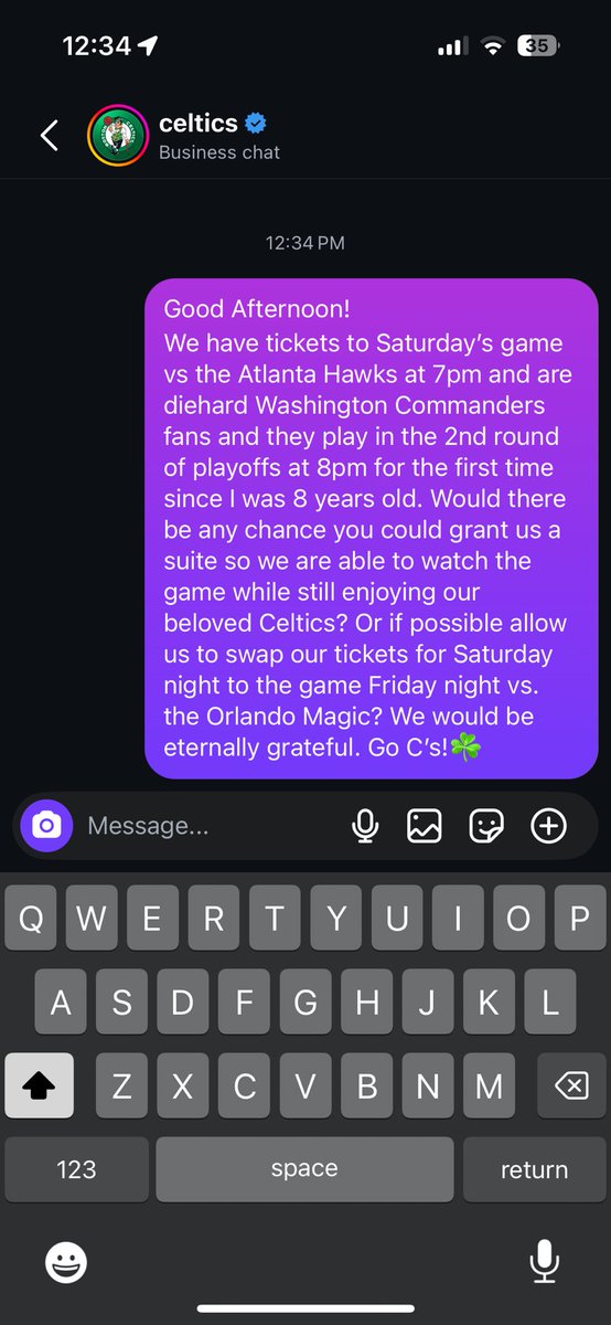 LittleLayLay's tweet photo. Please @celtics @Commanders. My heart can’t take this!!! https://t.co/jDhATzxRm5