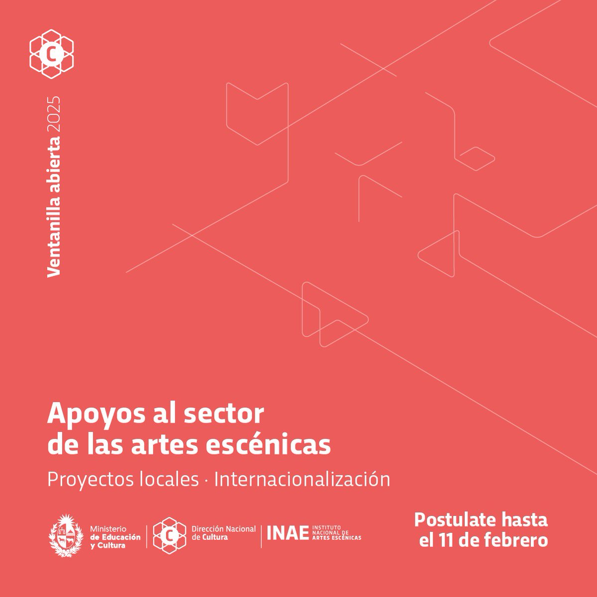 Abrimos una nueva ventanilla de apoyos al sector de las Artes Escénicas.🎭

👉 Para el desarrollo de proyectos en el territorio nacional o a nivel internacional.

🚩Hasta el 11 de febrero

Más información e inscripciones: gub.uy/ministerio-edu…