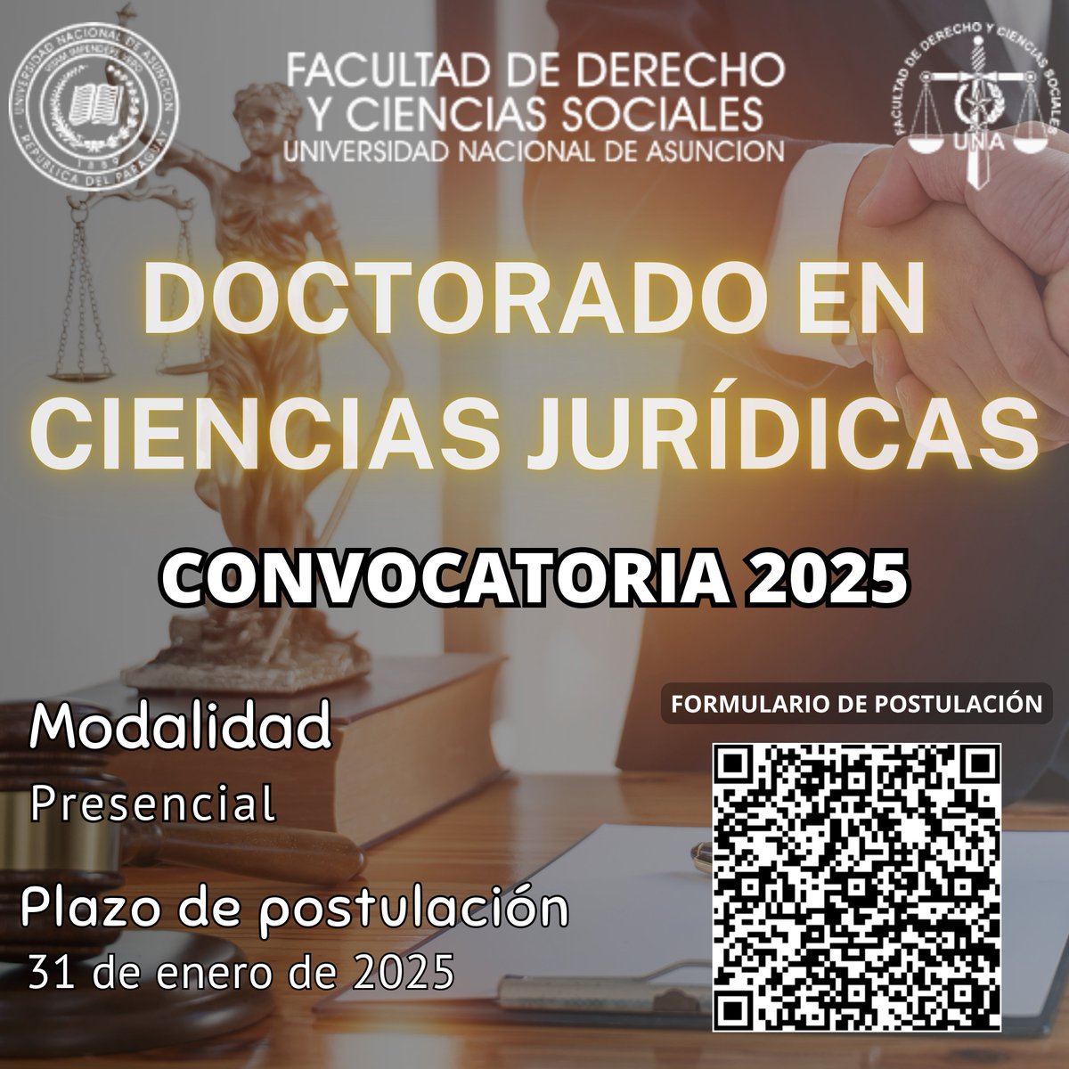 postgradoderuna's tweet photo. Convocatoria 2025 Abierta
La Facultad de Derecho y Ciencias Sociales de la UNA abre la postulación para los Programas de Postgrado.
Postúlate escaneando el código que aparece en la imagen o ingresando en el siguiente enlace:
https://t.co/VbbyxS1KfQ
¡Aprovecha esta oportunidad! https://t.co/7SMd4FxF6b