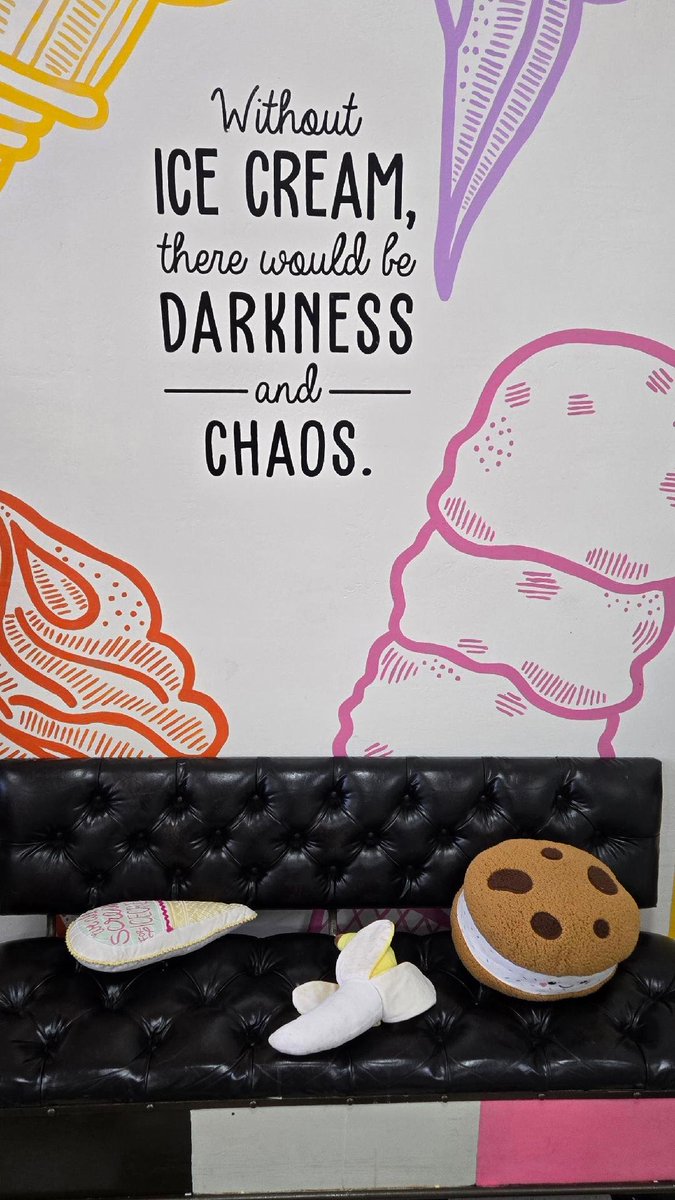 SandiaSuz's tweet photo. @MJdowntheshore Re:  January, yes, it's true.

Glad the crud is abating. You could go sit in your car for a bit. It can be a lovely place to hide from the family and unwind. Ask me how I know. 😜

Here are words to live by, painted on the wall at Mrs. Sprinkles. https://t.co/9xJn484F6r