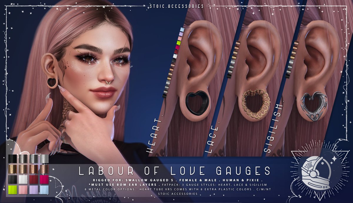 StoicStoreSL's tweet image. 🌟 NEW from .STOIC. at #Kustom9!
.STOIC.'s Labour of Love Gauges 🌟

🔹 Available for Swallow Gauges S 🔹 Please DEMO - both Female &amp;amp; Male, Human &amp;amp; Pixie 🔹 8 metals, HUD driven customization 🔹 C/M/NT

We're setup now!
info/LMS: flic.kr/p/2qFcEwN