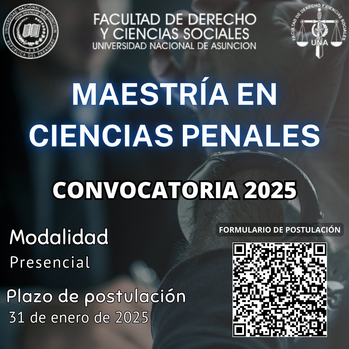 postgradoderuna's tweet photo. Convocatoria 2025 Abierta
La Facultad de Derecho y Ciencias Sociales de la UNA abre la postulación para los Programas de Postgrado.
Postúlate escaneando el código que aparece en la imagen o ingresando en el siguiente enlace:
https://t.co/VbbyxS1KfQ
¡Aprovecha esta oportunidad! https://t.co/7SMd4FxF6b