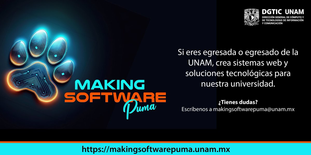 UNAMdigital's tweet photo. ¿Estudiaste en la #UNAM y te apasiona la tecnología? ¡#MakingSoftwarePUMA es para ti!:
Adquiere capacitación práctica en ingeniería de software y obtén experiencia en proyectos de alto impacto.
Consulta los detalles de este programa en 👉 https://t.co/UQyte8Ldq1 https://t.co/zowxamvYiA
