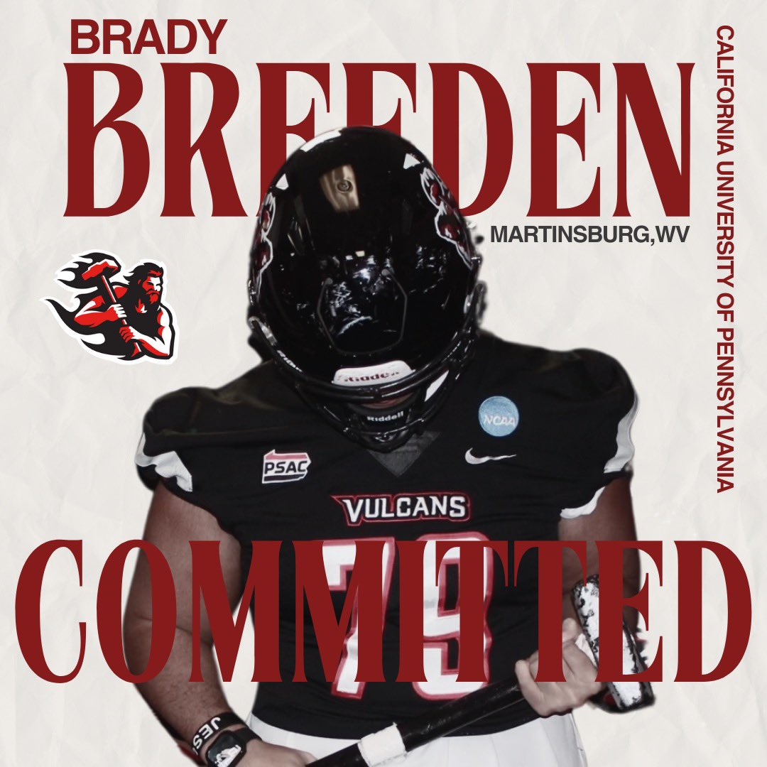 Brady Breeden (@mbradybreeden) on Twitter photo Thank you family, coaches, and friends for being apart of my journey. I am blessed to announce that I will be committing to California university of Pennsylvania #govulcans <a href="/CoachGaryDunn/">Gary Dunn</a> <a href="/CoachMitchCalU/">Noah Mitchell</a> <a href="/coachdavewalker/">David Walker</a> <a href="/mhscoachsherman/">Coach Sherman</a> <a href="/Coach_CLynch/">Chuck Lynch</a> Thank you family, coaches, and friends for being apart of my journey. I am blessed to announce that I will be committing to California university of Pennsylvania #govulcans <a href="/CoachGaryDunn/">Gary Dunn</a> <a href="/CoachMitchCalU/">Noah Mitchell</a> <a href="/coachdavewalker/">David Walker</a> <a href="/mhscoachsherman/">Coach Sherman</a> <a href="/Coach_CLynch/">Chuck Lynch</a>