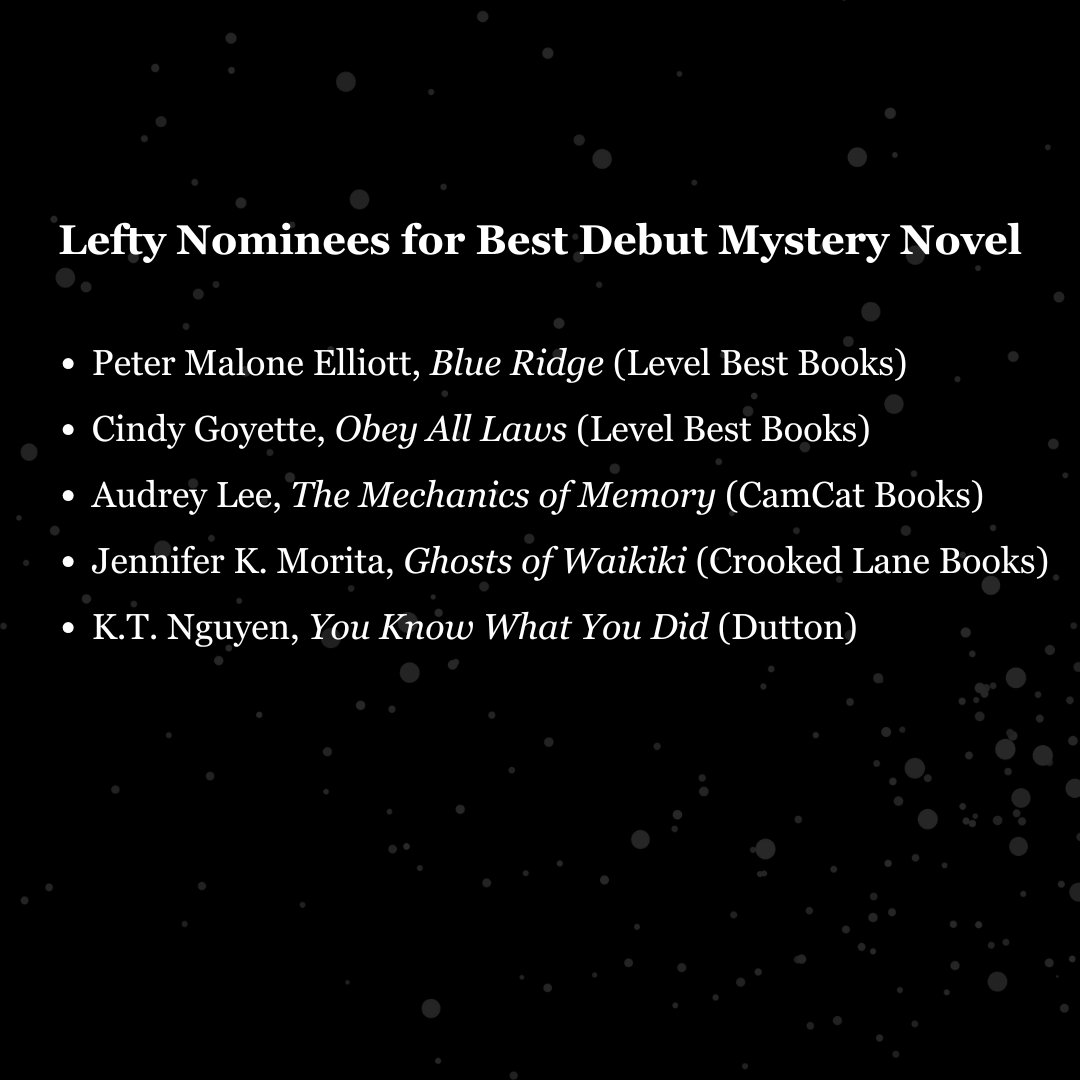AudreyLeeAuthor's tweet photo. Over the moon that #TheMechanicsofMemory has been nominated for Best Debut Mystery Novel for the #LeftyAwards alongside all these talented authors! Cannot wait for #LeftCoastCrime2025!
@K_C_Associates @CamCatBooks @ITWDebutAuthors https://t.co/Jm0OY9OXS4